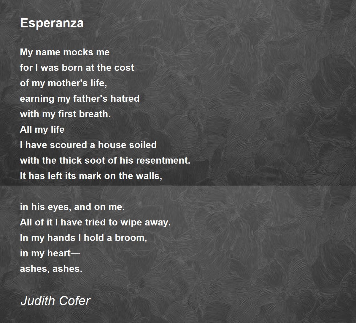 Esperanza Esperanza Poem by Judith Cofer