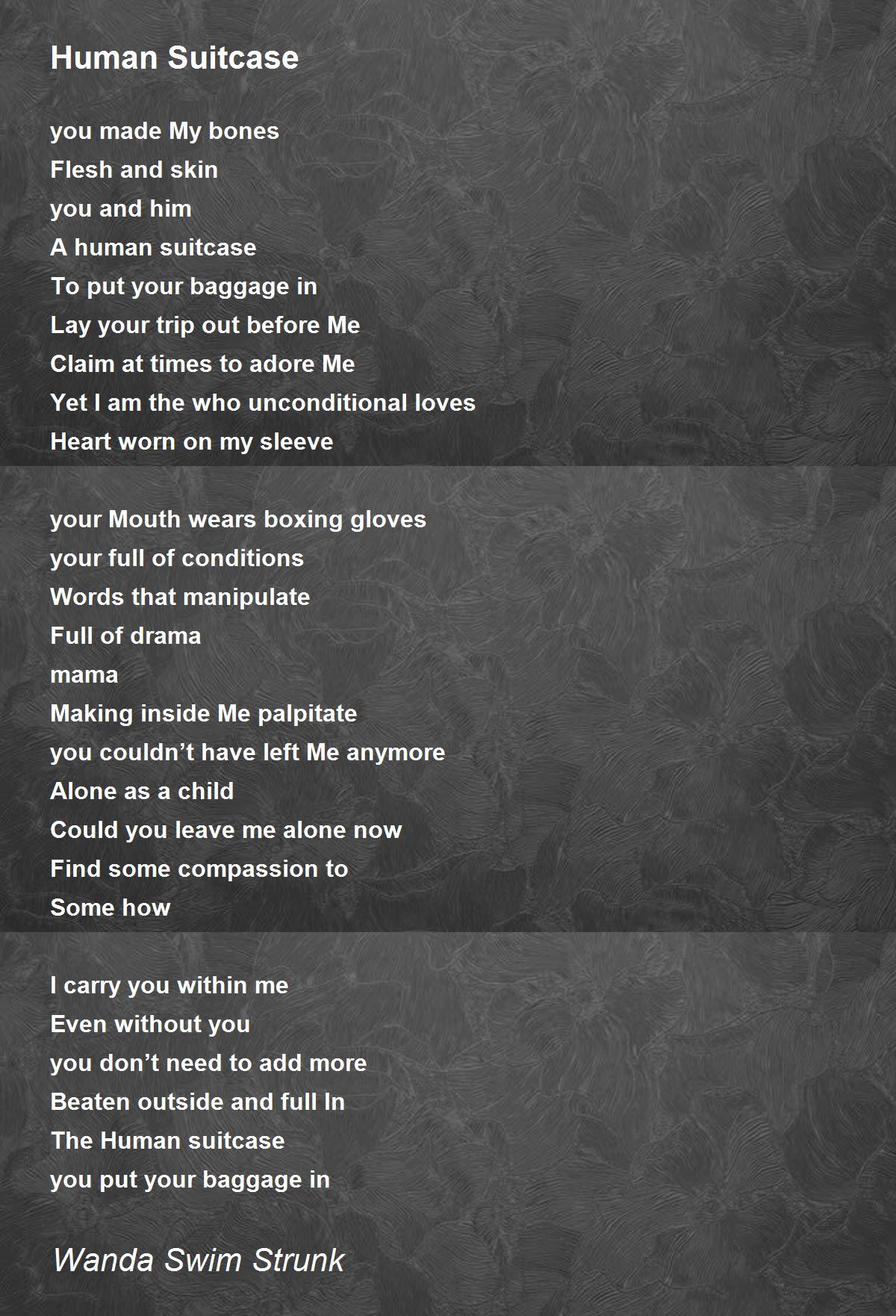 Human Suitcase Poem by Wanda Swim Strunk Poem Hunter