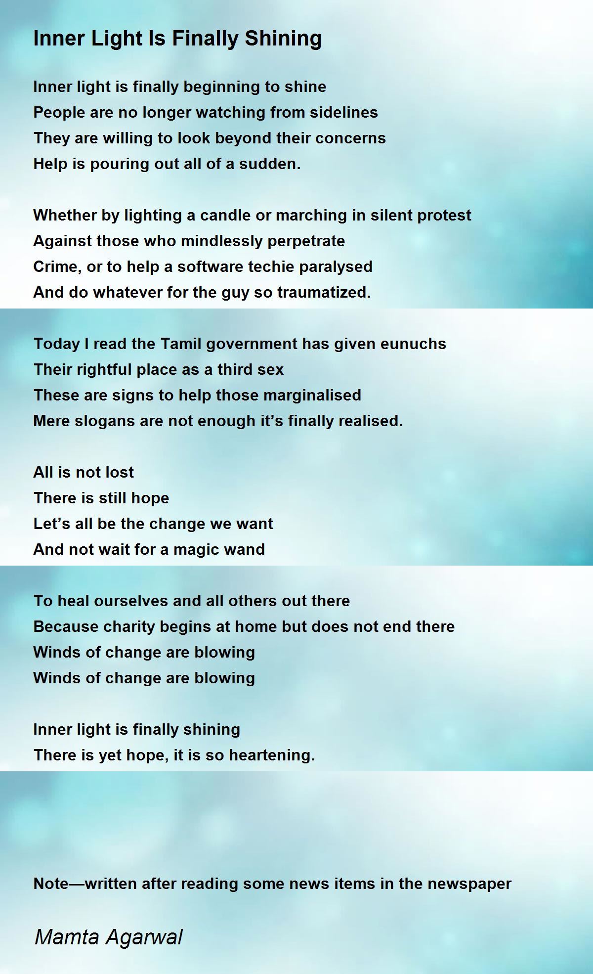 Inner Light Is Finally Shining Inner Light Is Finally Shining Poem by