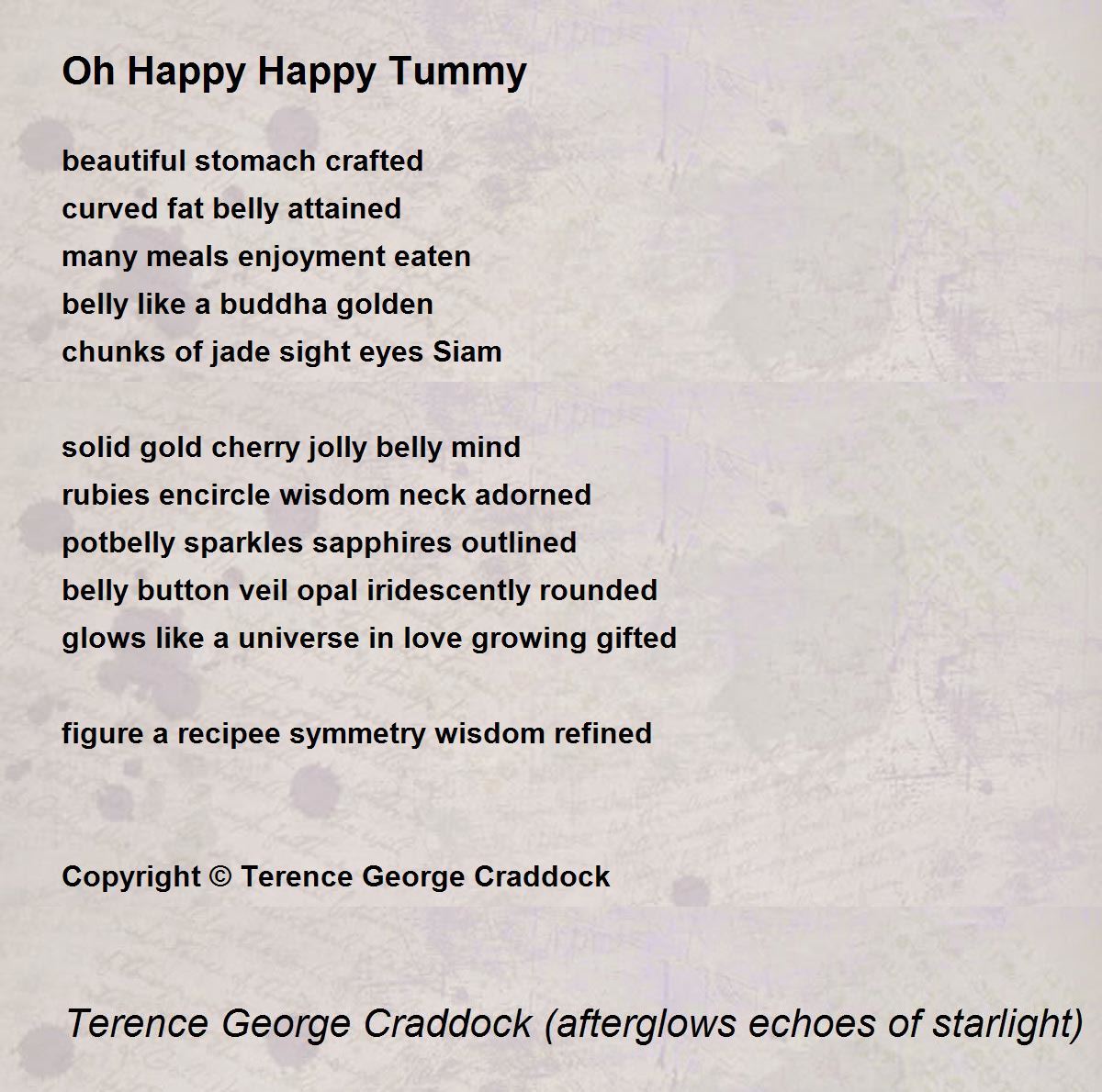 Oh Happy Happy Tummy Oh Happy Happy Tummy Poem by Terence
