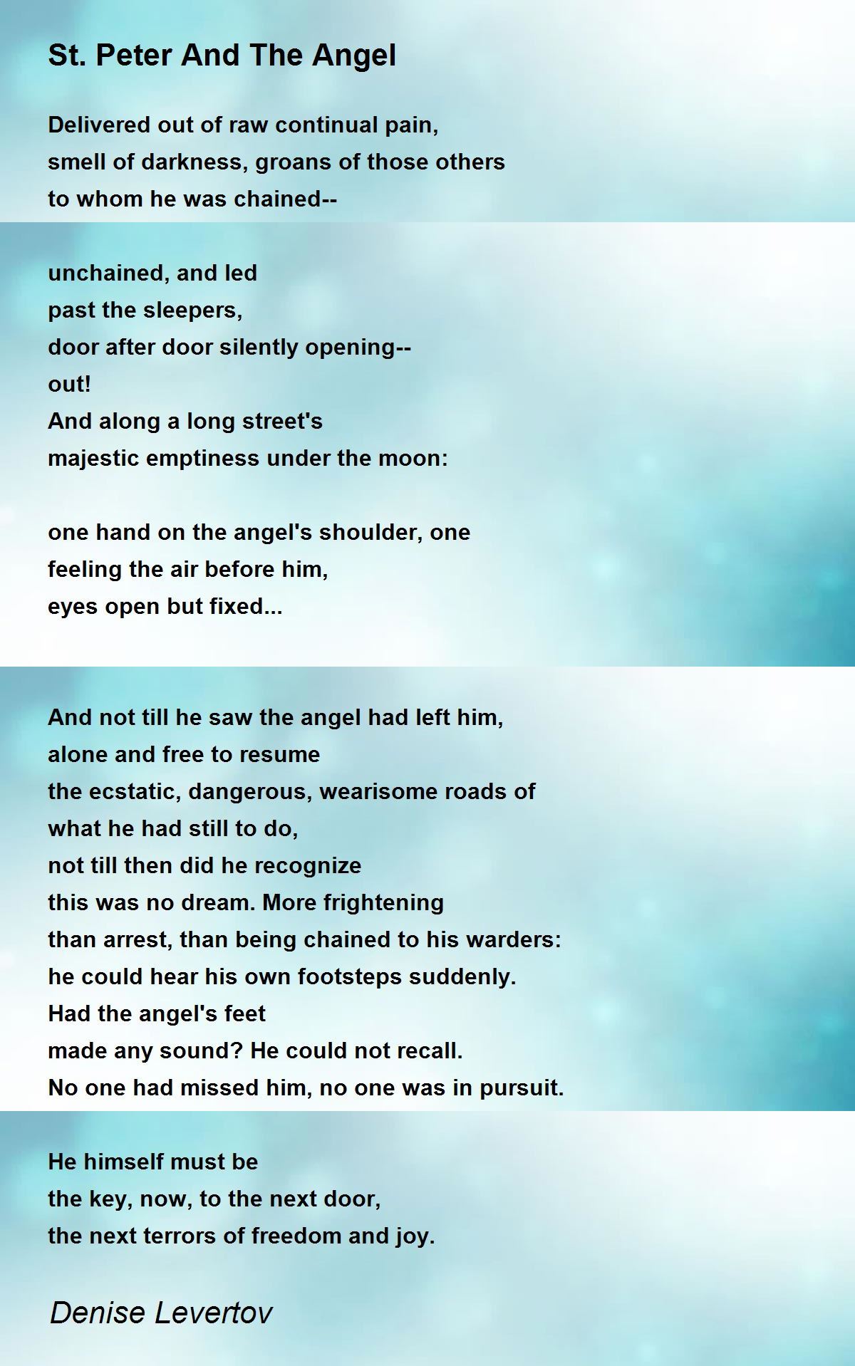 St. Peter And The Angel Poem by Denise Levertov - Poem Hunter