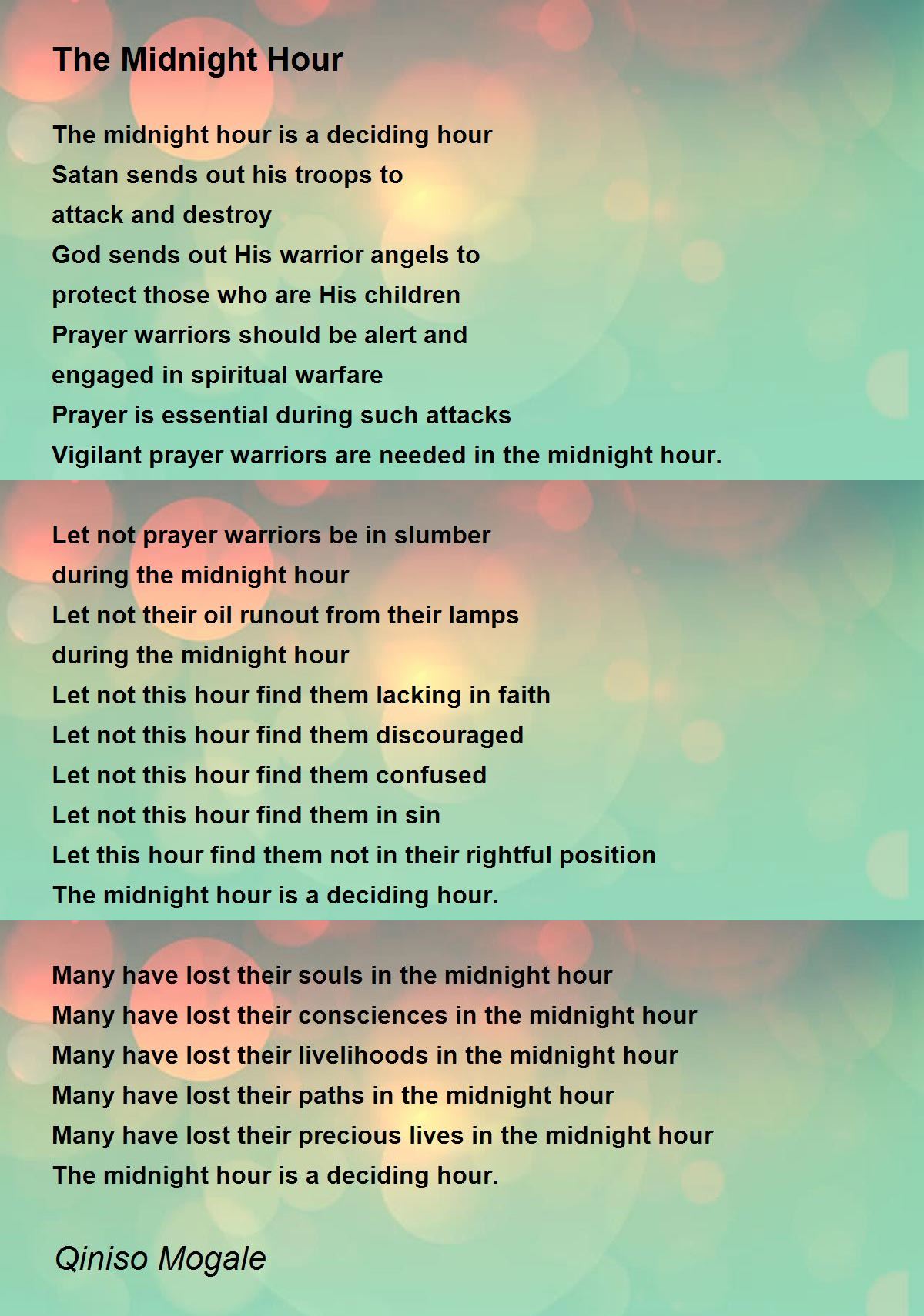 The Midnight Hour Poem by Qiniso Mogale Poem Hunter