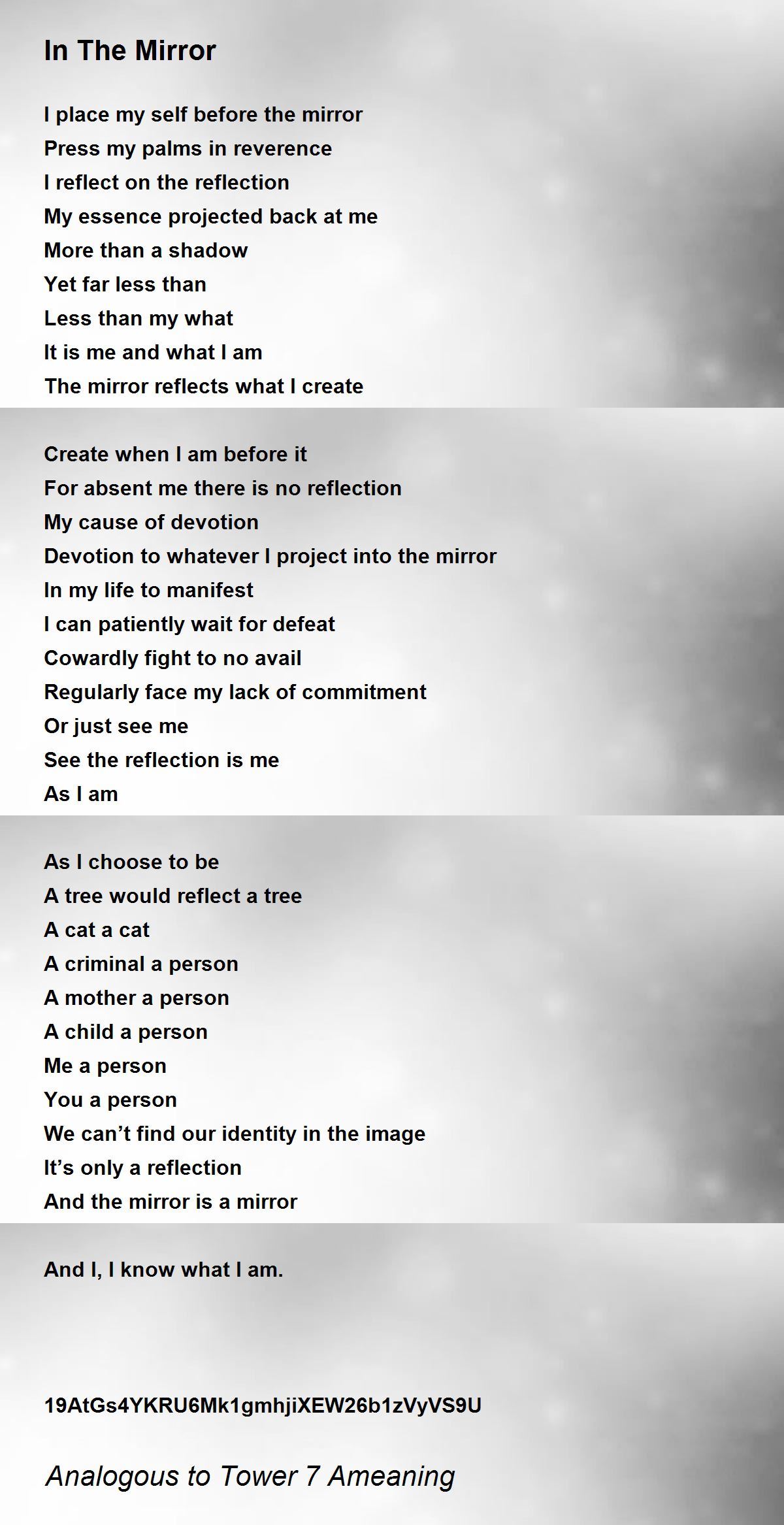 In The Mirror Poem by Poetical Analysis Poem Hunter
