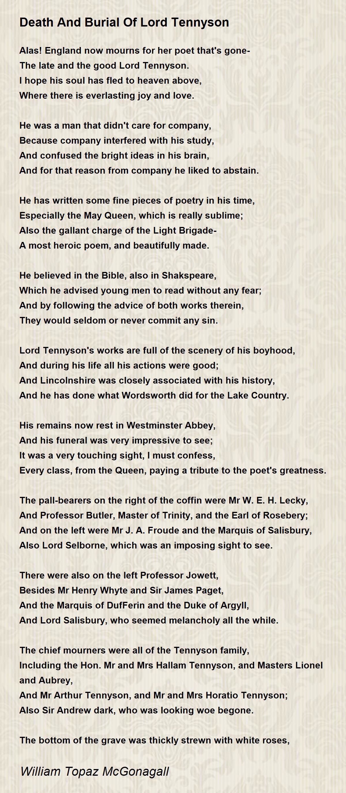 Death And Burial Of Lord Tennyson - Death And Burial Of Lord Tennyson ...