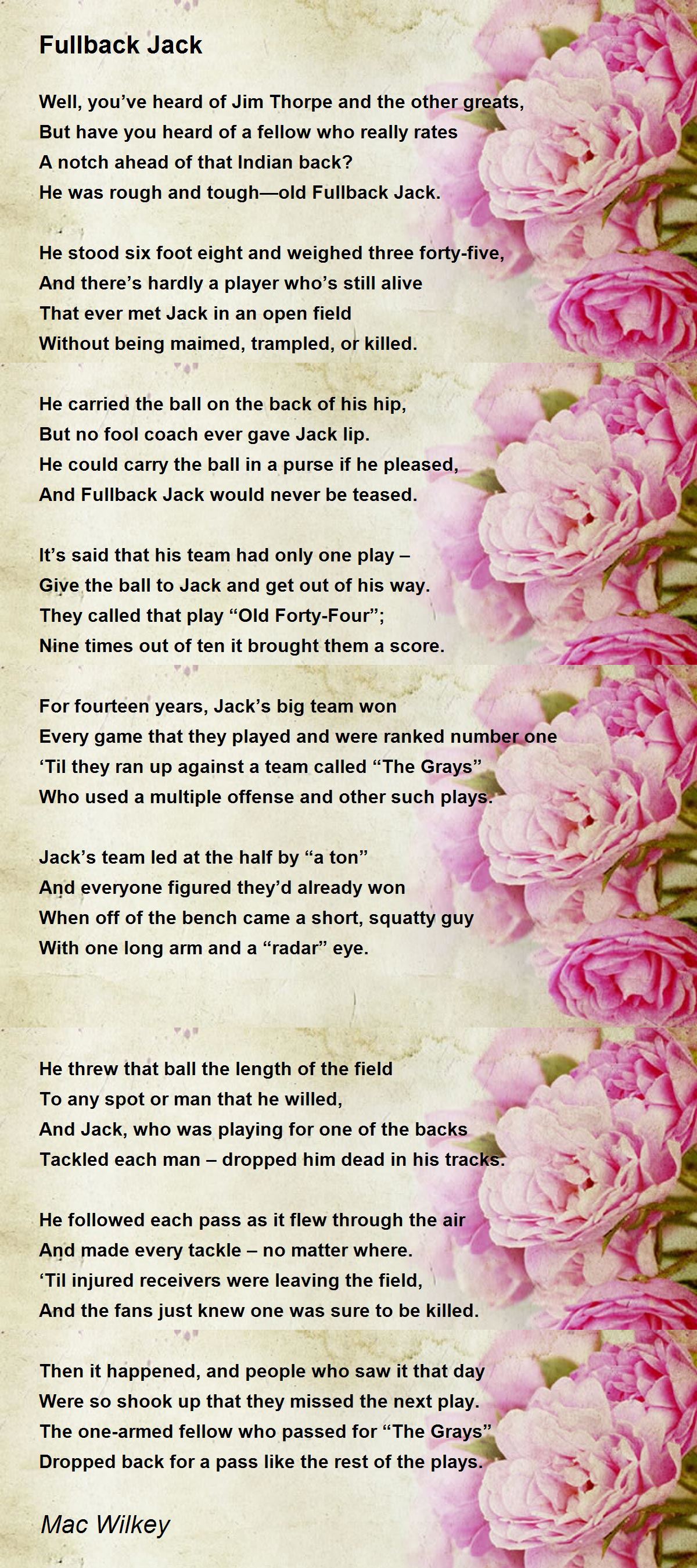 Fullback Jack Fullback Jack Poem by Mac Wilkey
