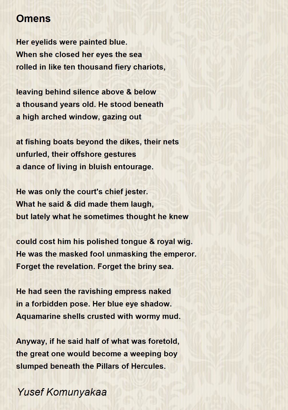 Omens Omens Poem by Yusef Komunyakaa