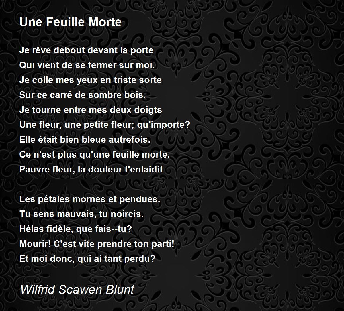 Une Feuille Morte by Wilfrid Scawen Blunt - Une Feuille Morte Poem