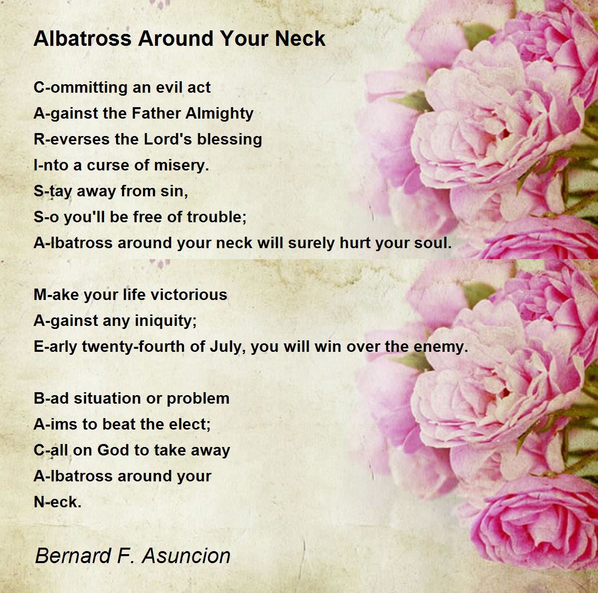 Albatross Around Your Neck Poem by Bernard F. Asuncion - Poem Hunter
