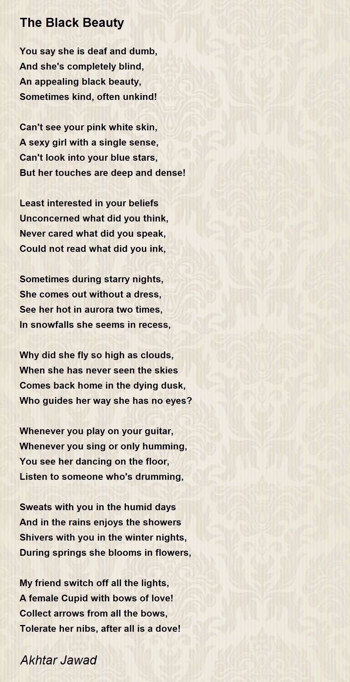 The Black Beauty The Black Beauty Poem by Akhtar Jawad