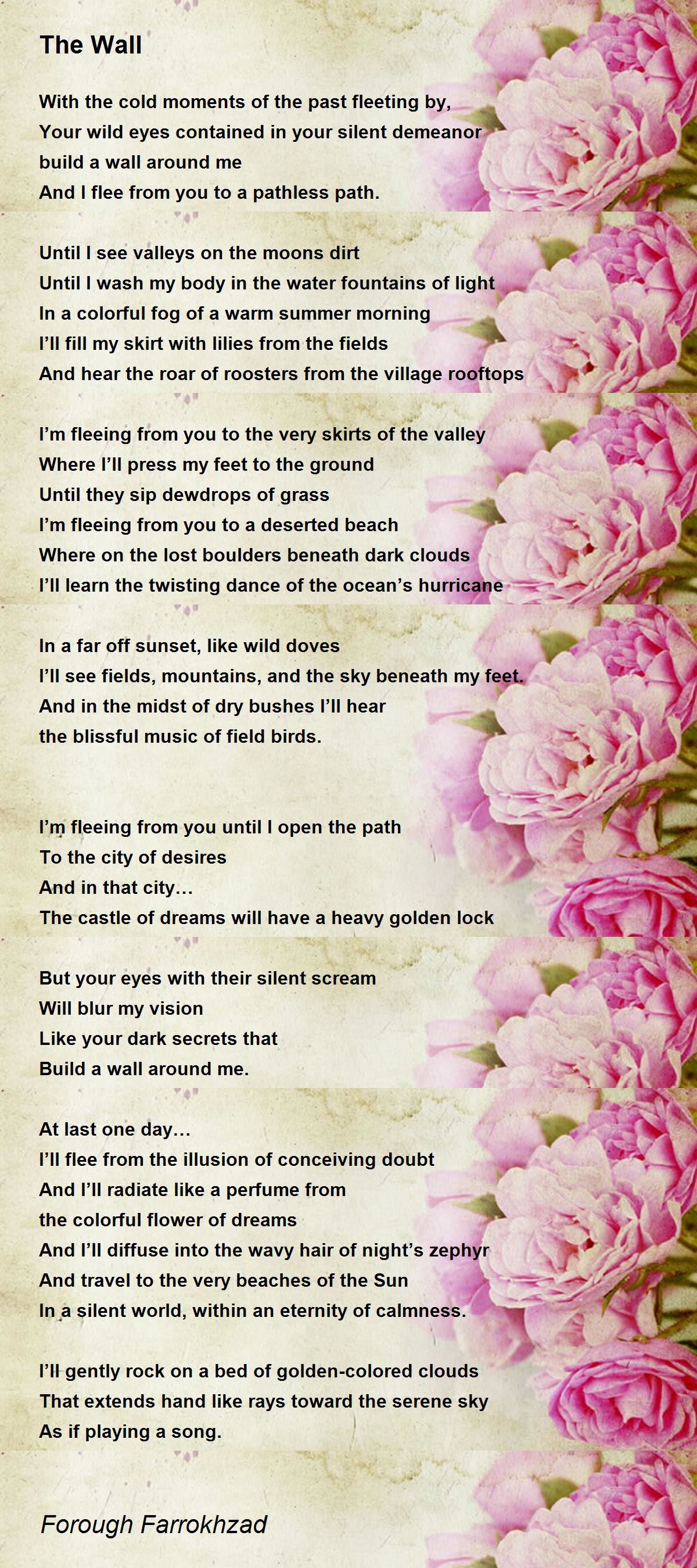 The Wall The Wall Poem by Forough Farrokhzad