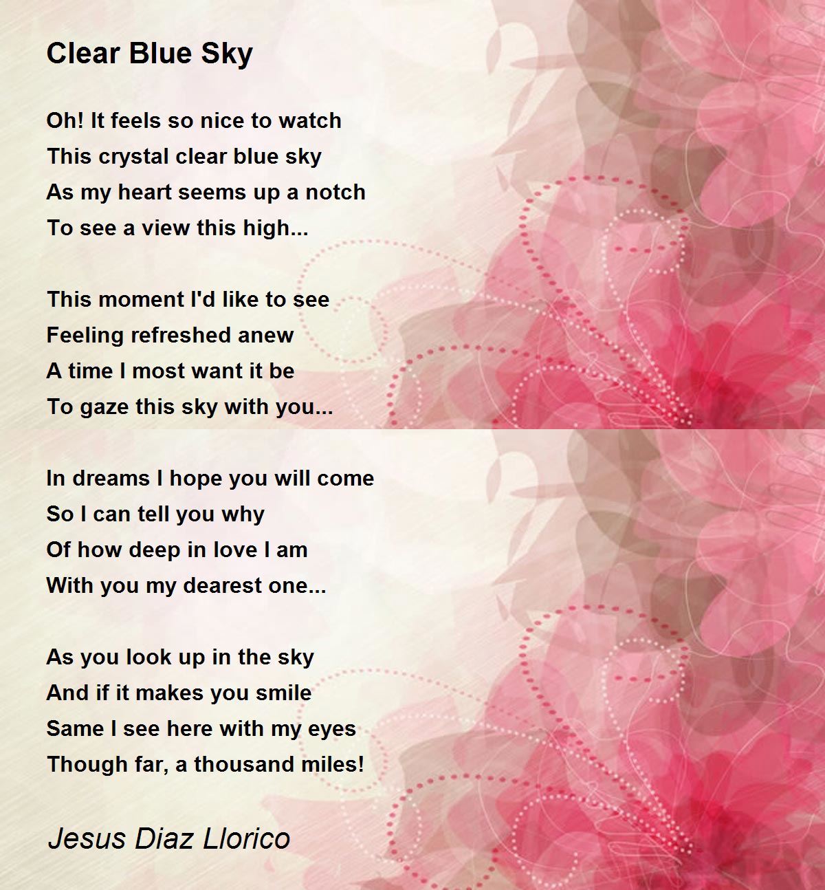 Clear Blue Sky Poem by Jesus Diaz Llorico - Poem Hunter