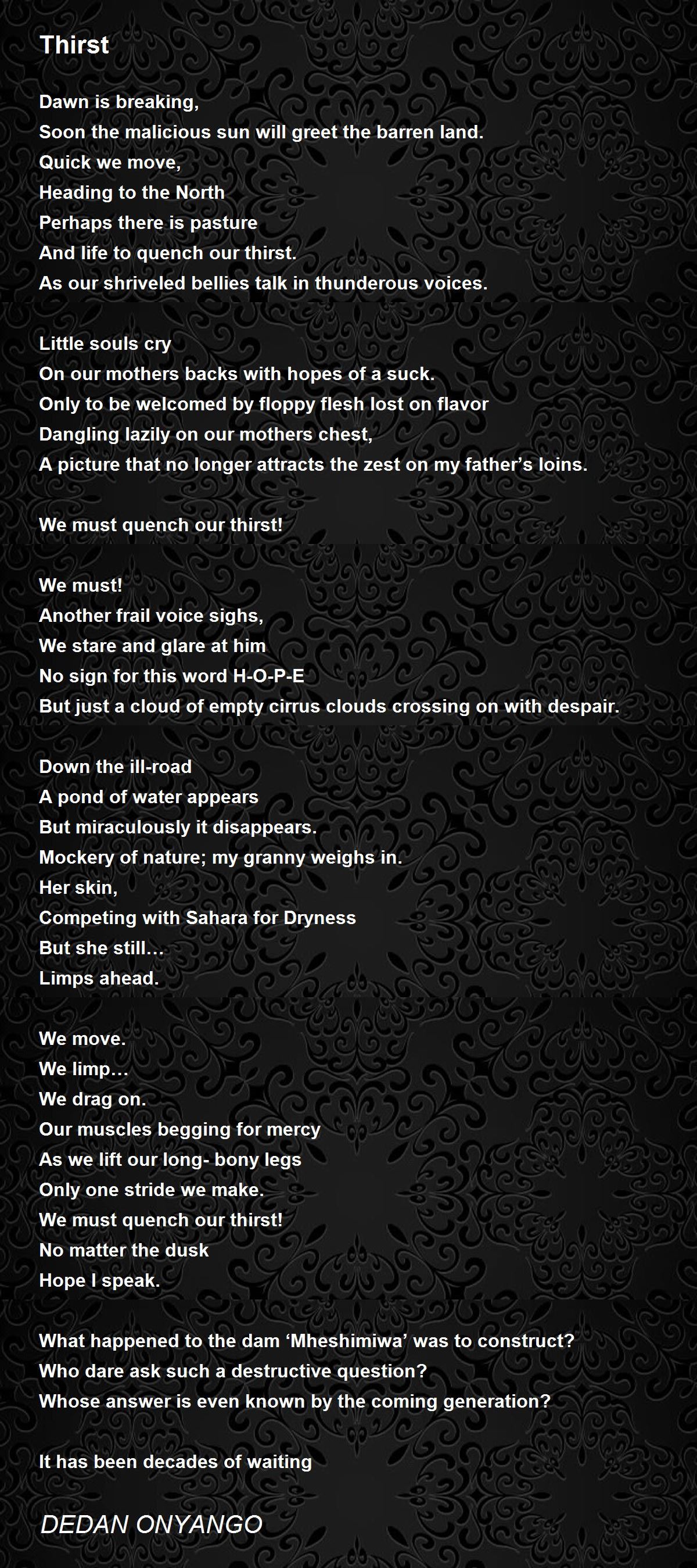 Thirst Poem by DEDAN ONYANGO - Poem Hunter