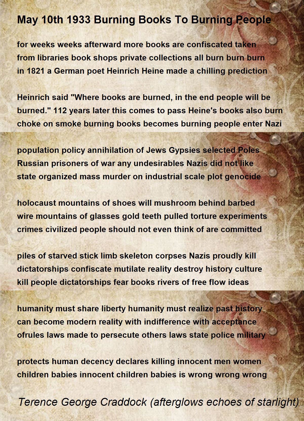 May 10th 1933 Burning Books To Burning People May 10th 1933 Burning