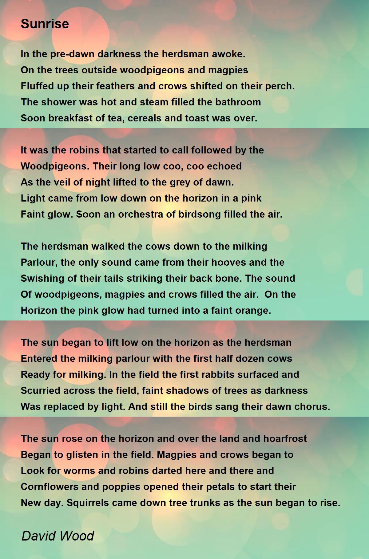 Sunrise Sunrise Poem by David Wood