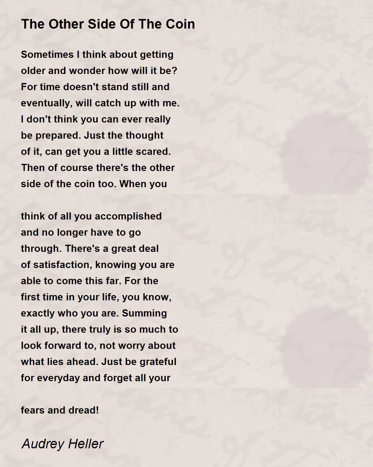 The Other Side Of The Coin By Audrey Heller The Other Side Of The Coin Poem