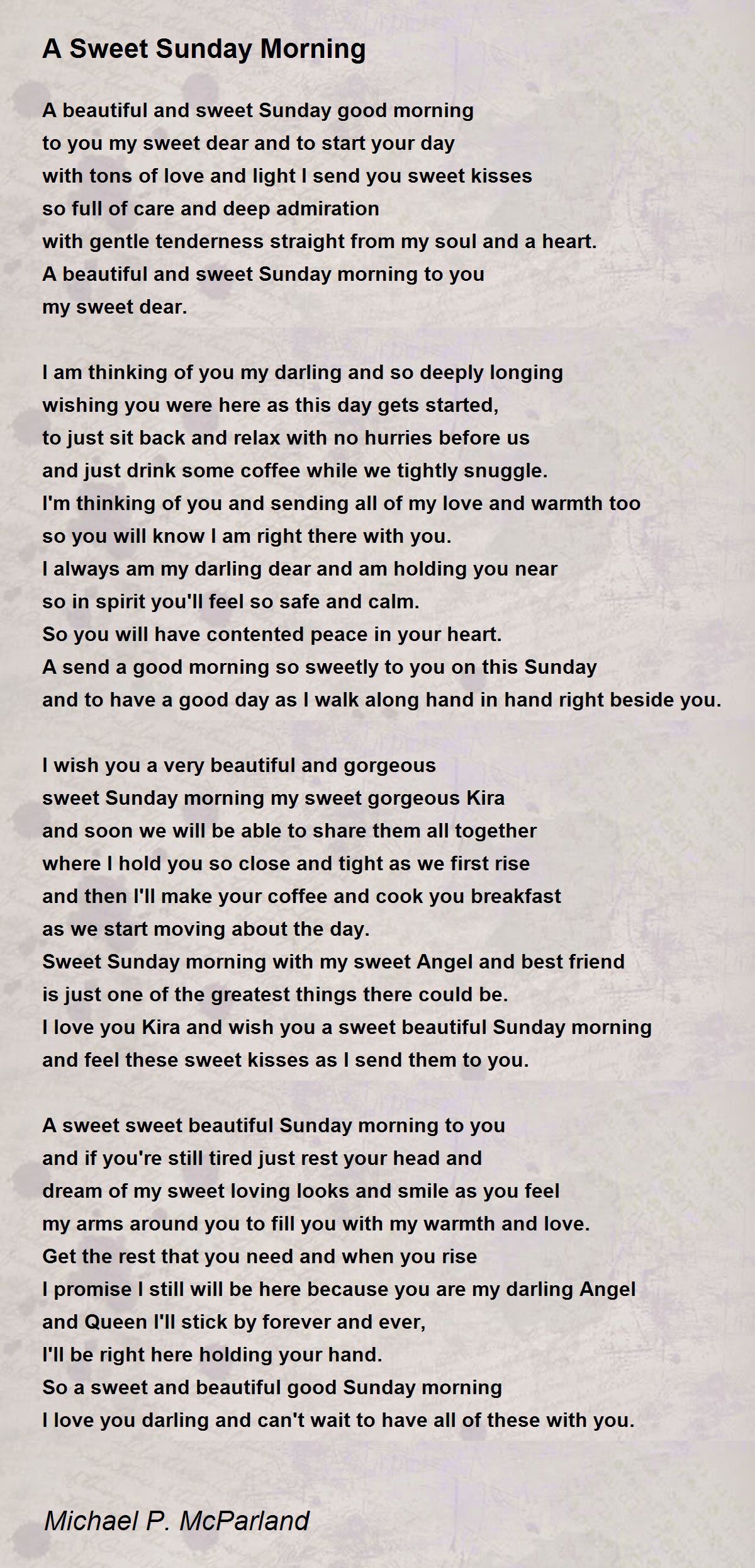 A Sweet Sunday Morning by Michael P. McParland A Sweet Sunday Morning