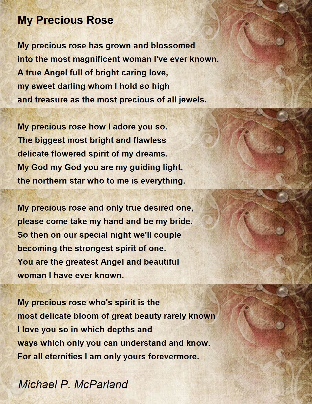 My Precious Rose Poem By Michael P Mcparland Poem Hunter