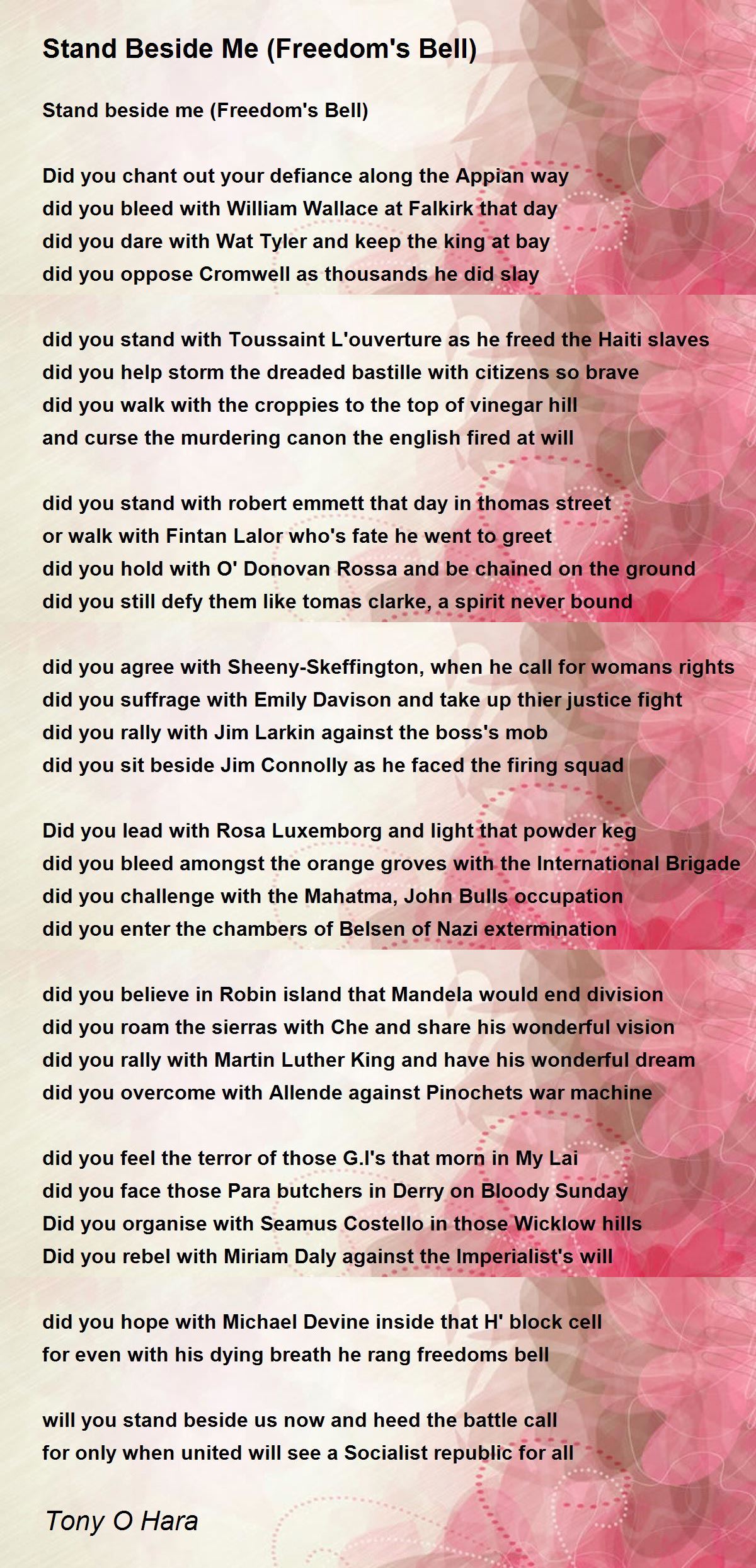 Stand Beside Me (Freedom's Bell) by Tony O Hara Stand Beside Me