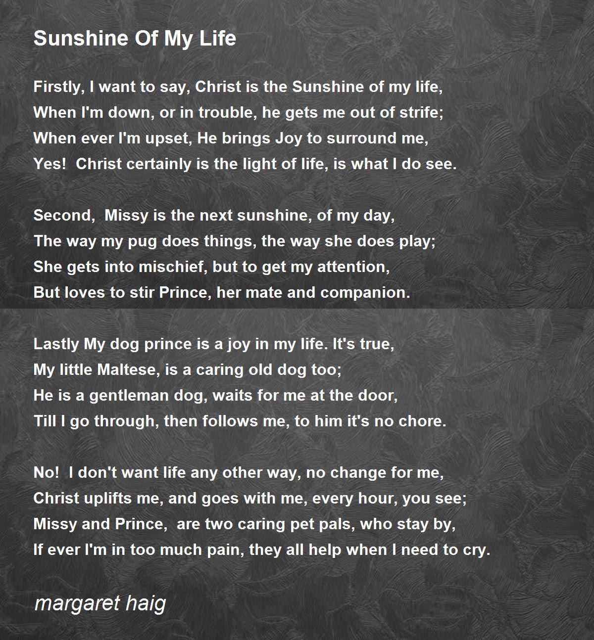 Him for sunshine poem Sunshine Poems