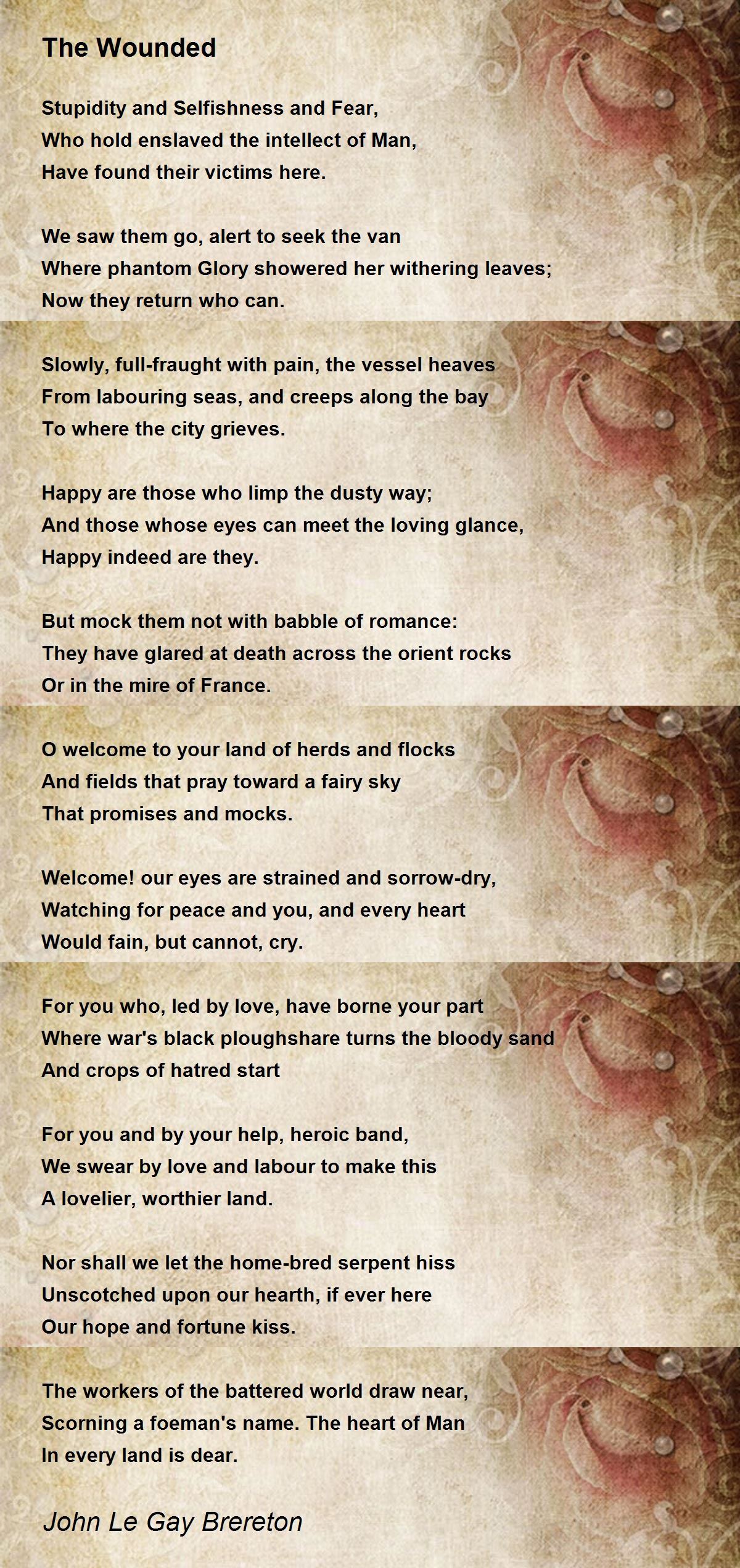 The Wounded The Wounded Poem by John Le Gay Brereton