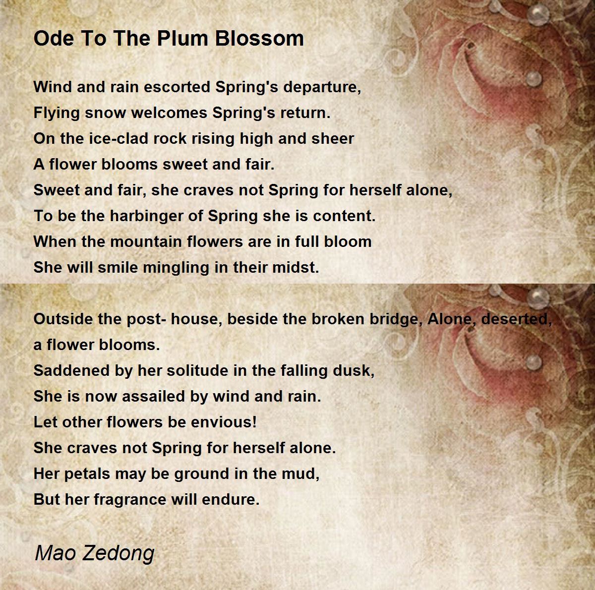 Ode To The Plum Blossom Poem by Mao Zedong - Poem Hunter
