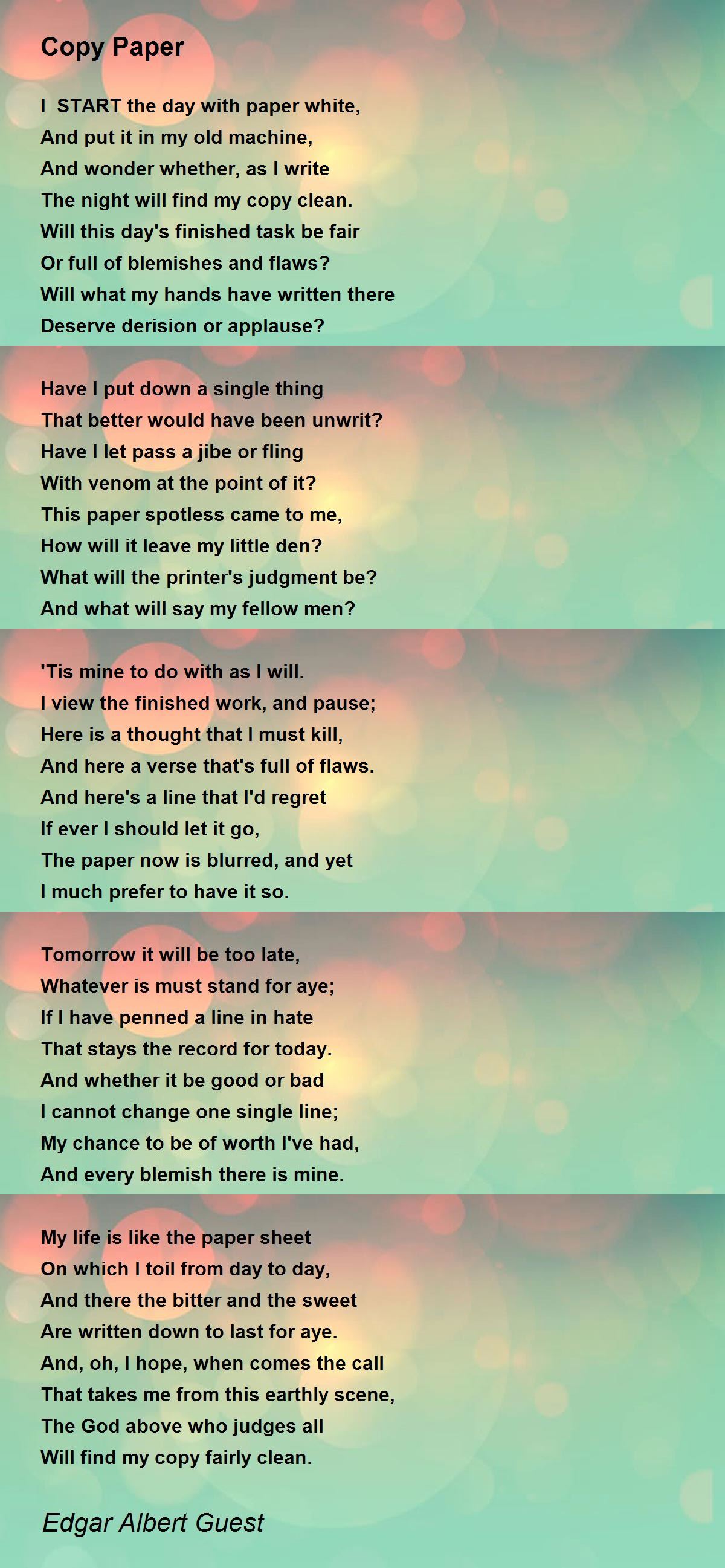 Copy Paper Poem by Edgar Albert Guest - Poem Hunter