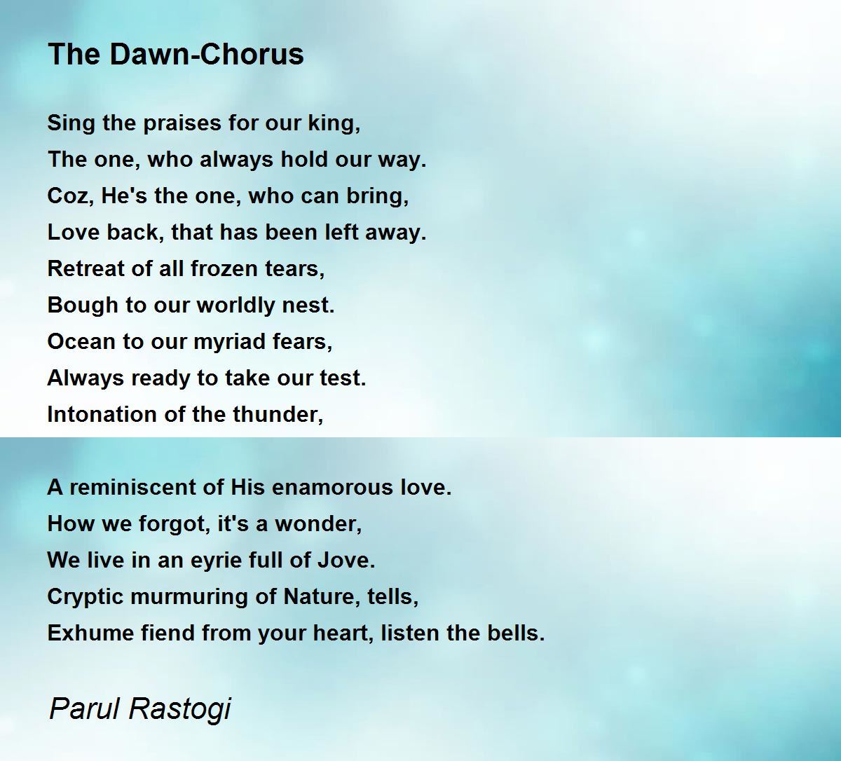 The DawnChorus by Parul Rastogi The DawnChorus Poem