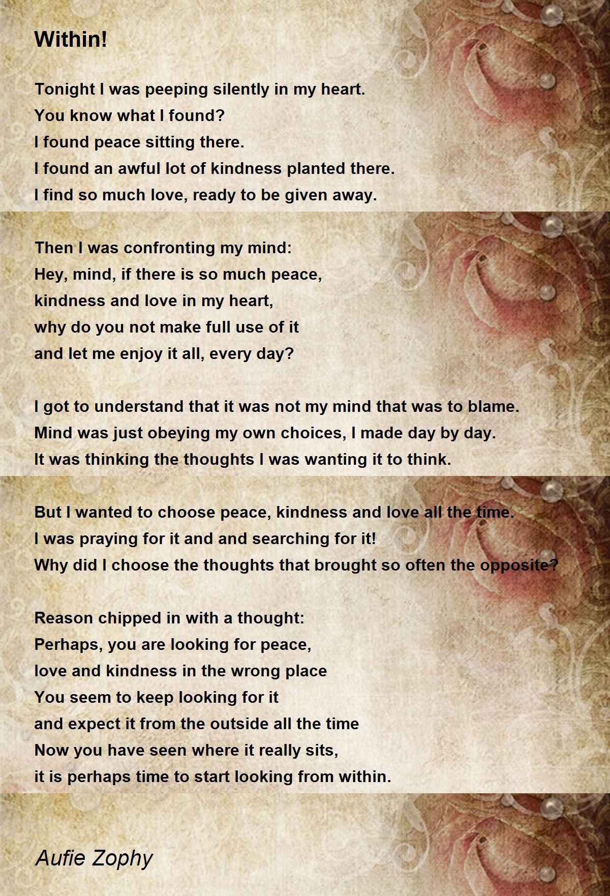 Within! Poem by Aufie Zophy Poem Hunter