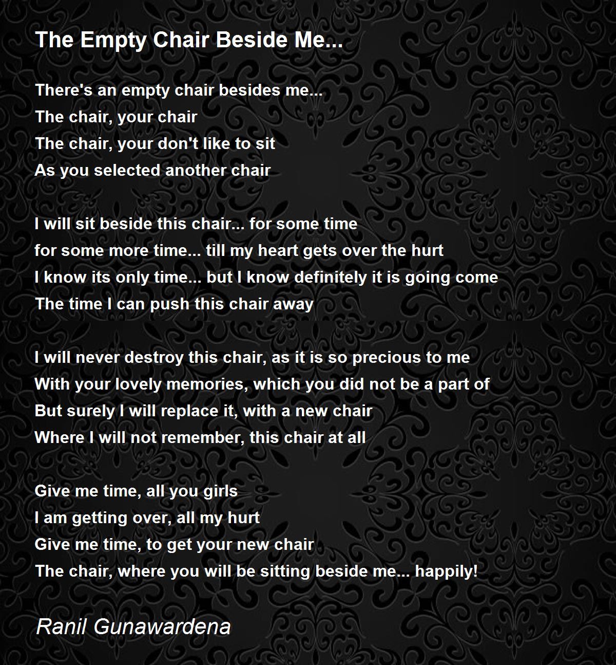 The Empty Chair Beside Me... The Empty Chair Beside Me... Poem by