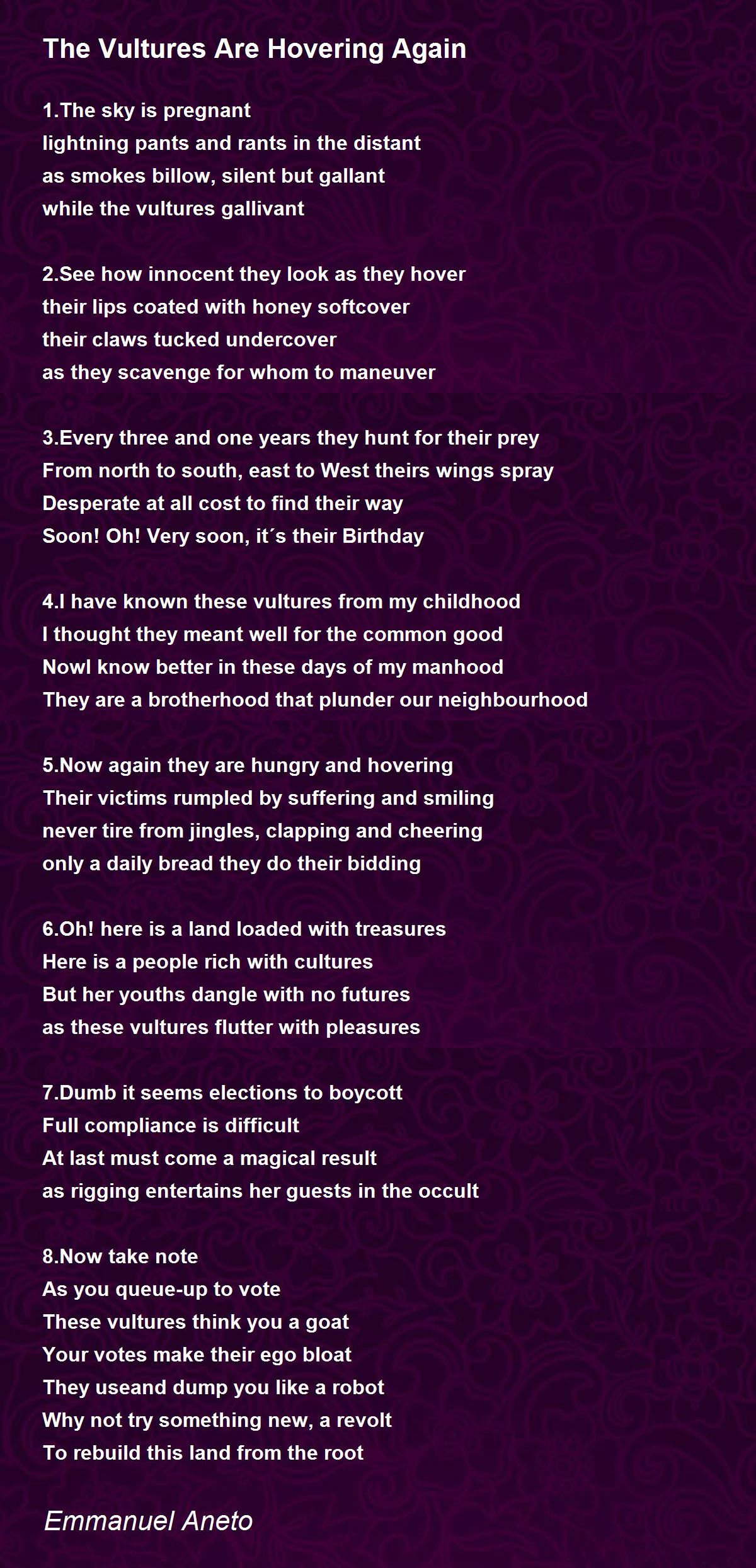 The Vultures Are Hovering Again by Emmanuel The Vultures Are