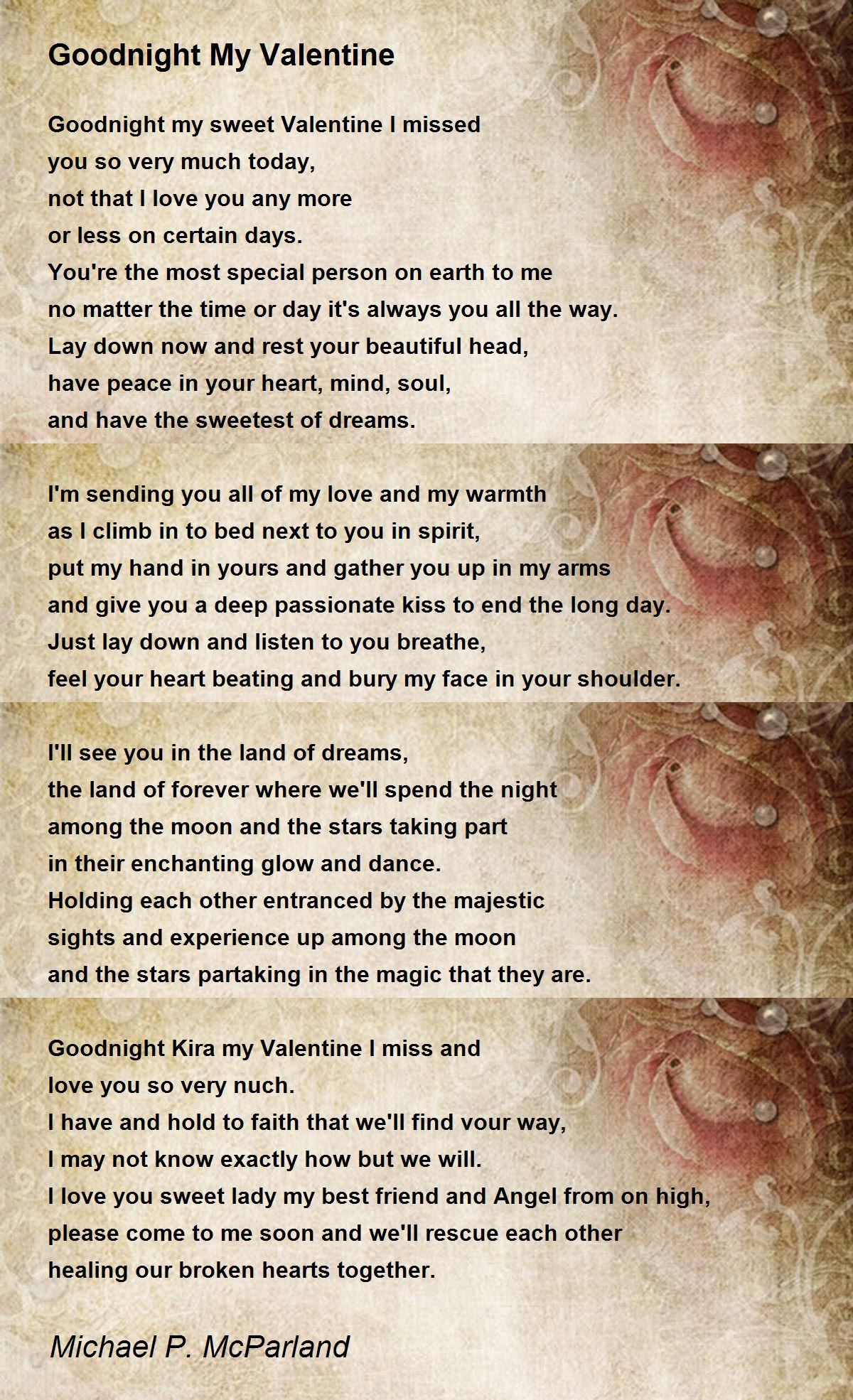 Goodnight My Valentine - Goodnight My Valentine Poem by Michael P ...