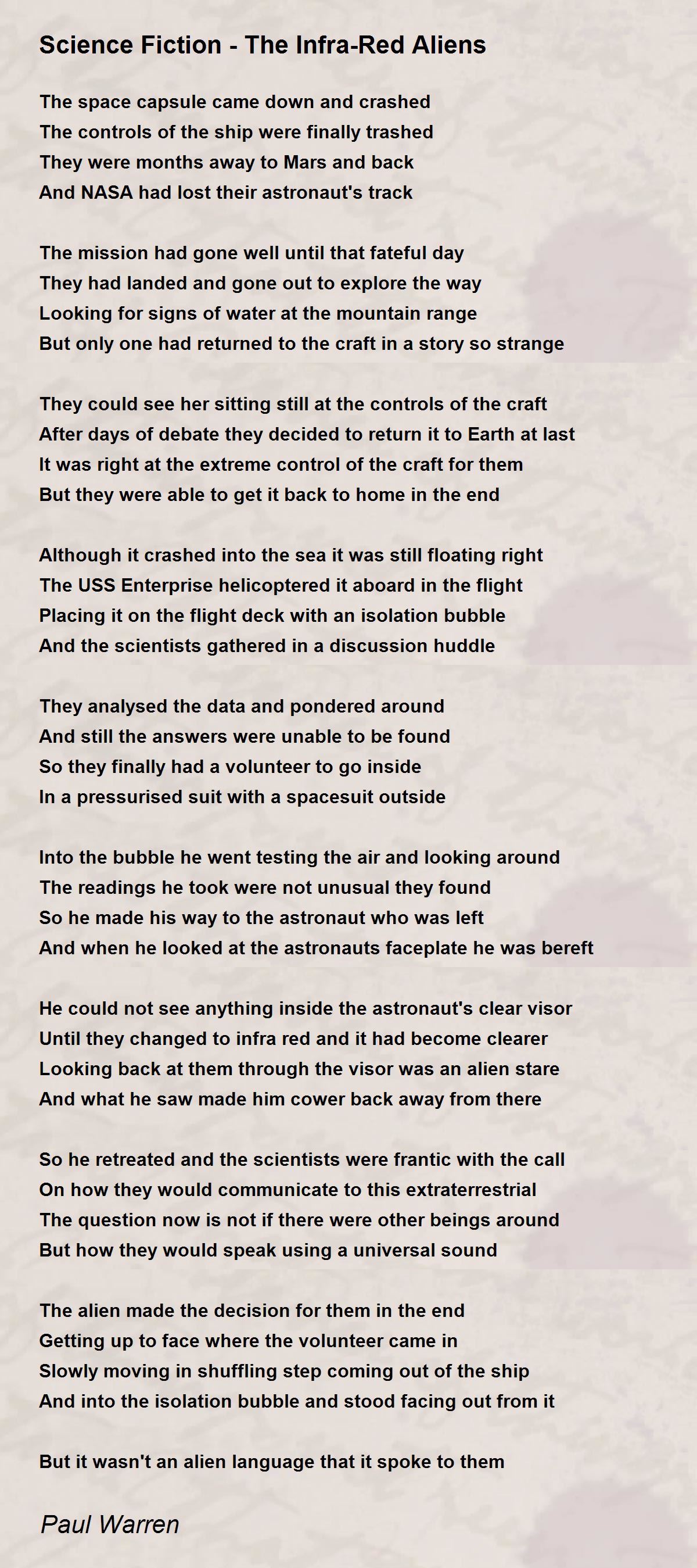 Science Fiction The InfraRed Aliens Poem by Paul Warren Poem Hunter