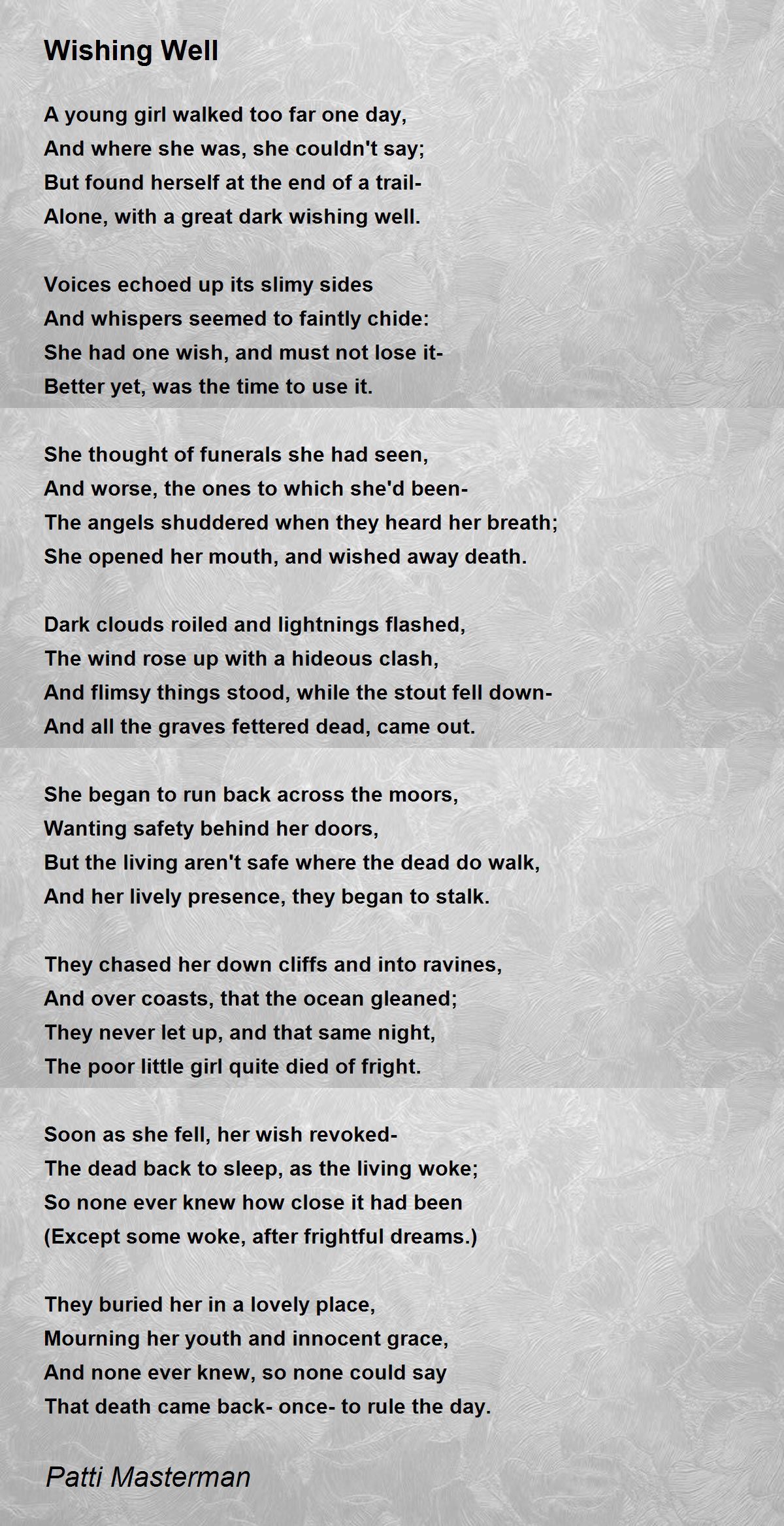 Wishing Well Wishing Well Poem by Patti Masterman