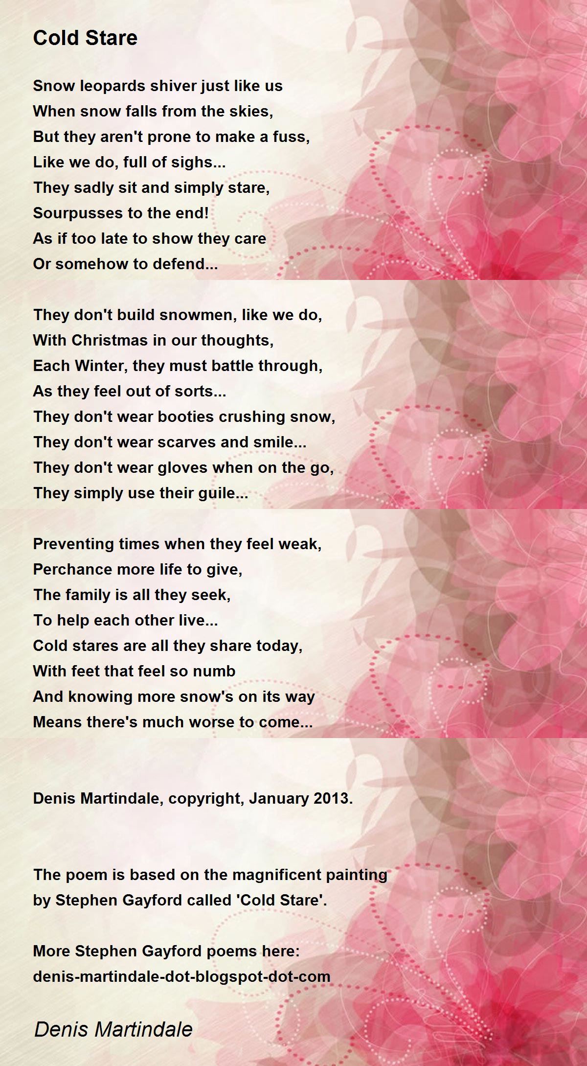 Cold Stare Cold Stare Poem by Denis Martindale