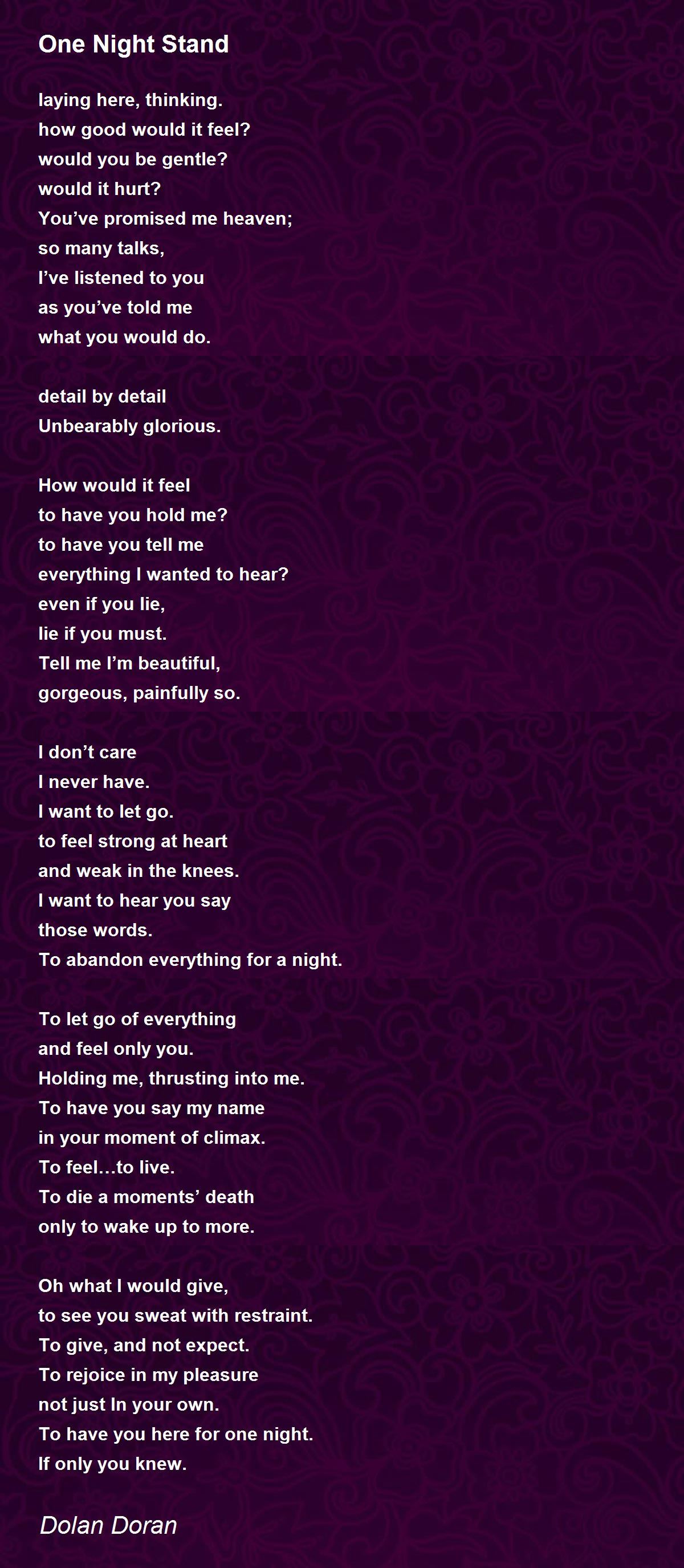 One Night Stand Poem by Dolan Doran Poem Hunter