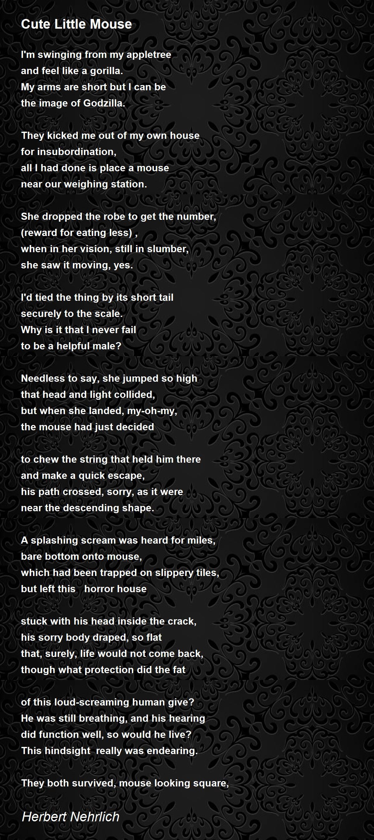 Cute Little Mouse - Cute Little Mouse Poem by Herbert Nehrlich