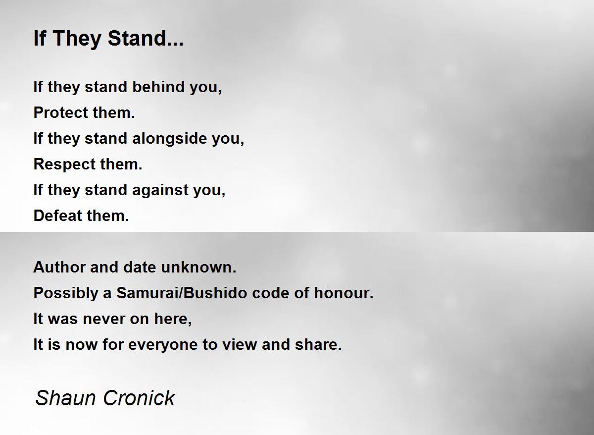 If They Stand... If They Stand... Poem by Shaun Cronick