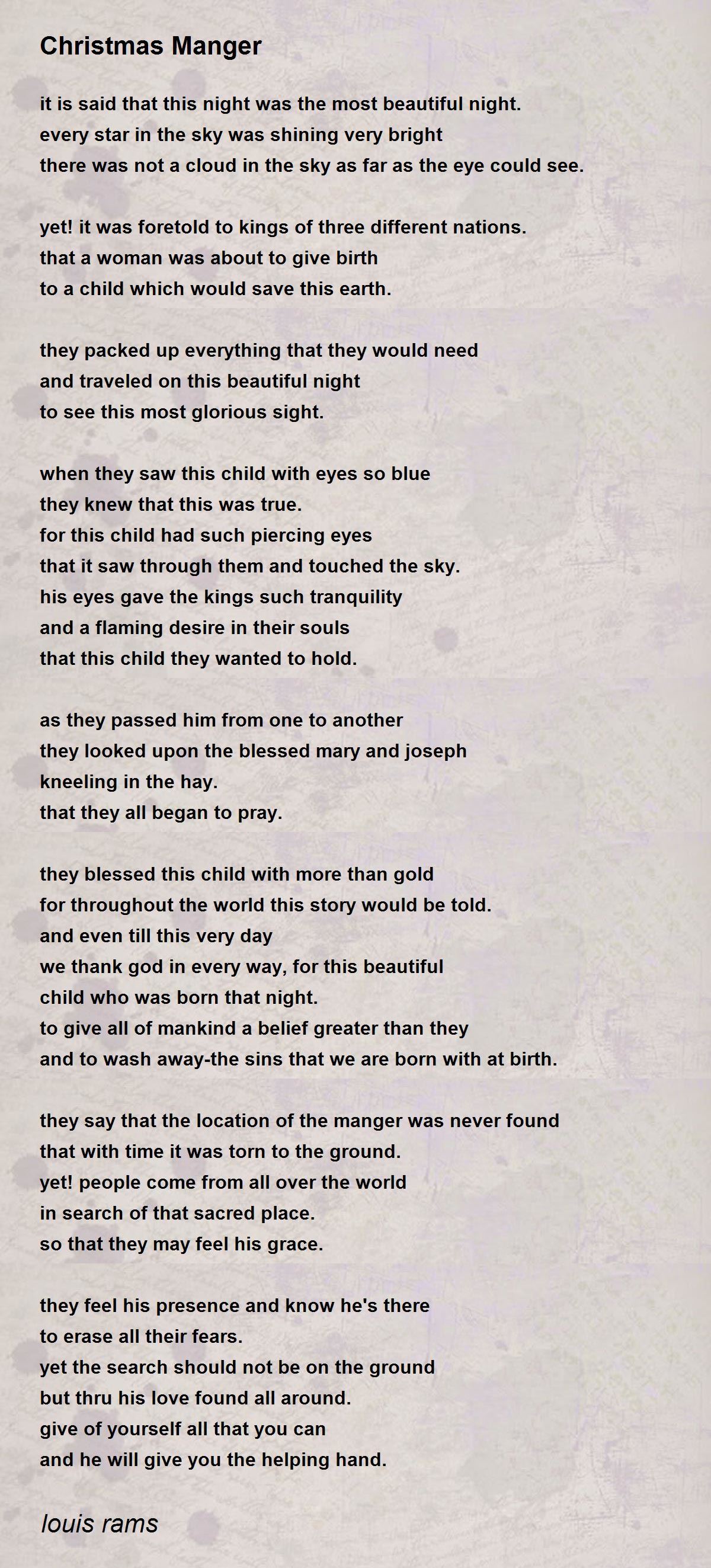 Christmas Manger Christmas Manger Poem by louis rams