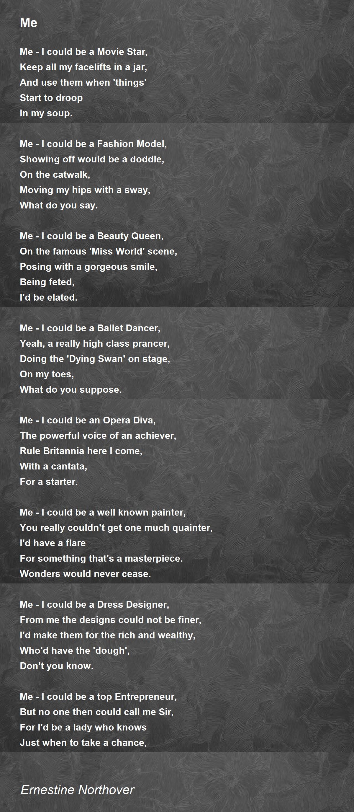 Me Me Poem by Ernestine Northover