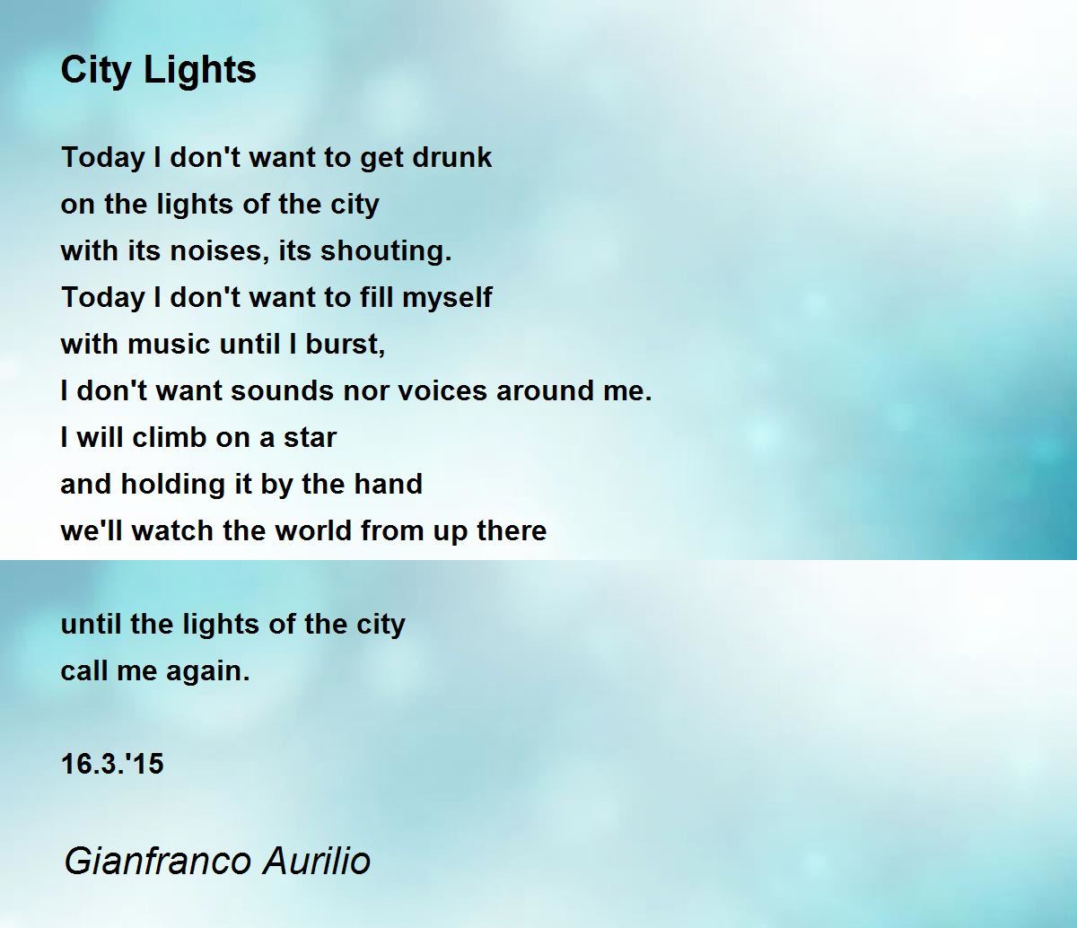 City Lights City Lights Poem by Gianfranco Aurilio