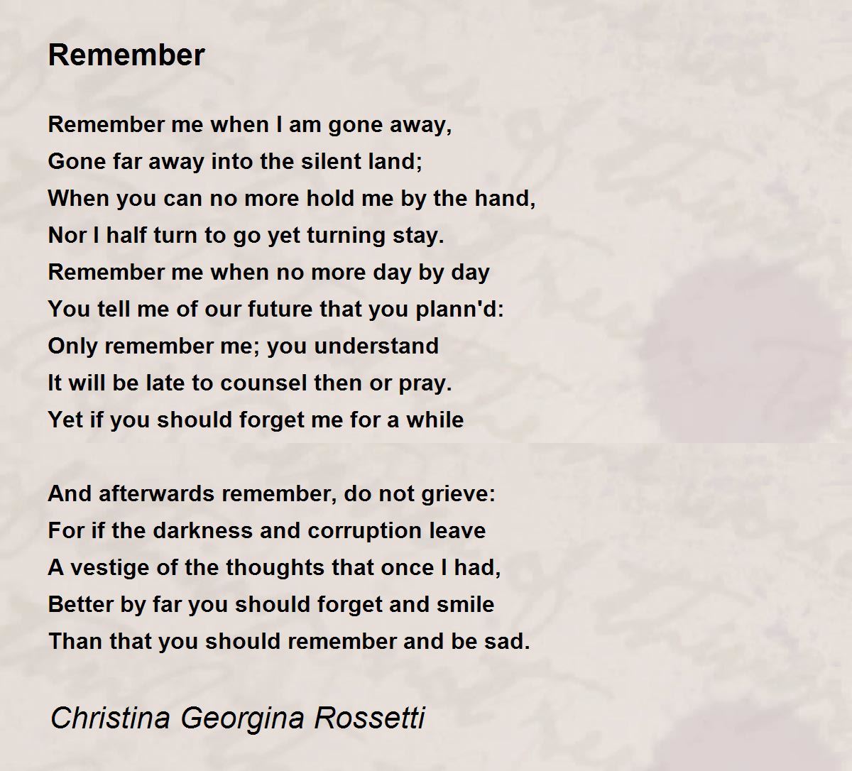 christina rossetti memory poem analysis
