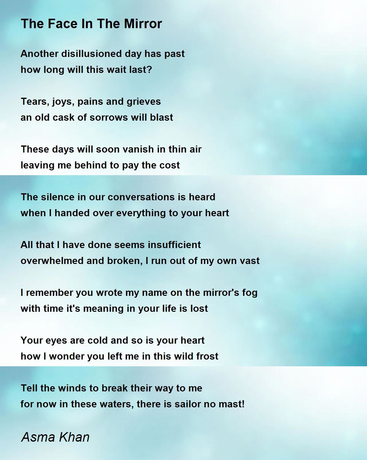 The Face In The Mirror The Face In The Mirror Poem by Asma Khan