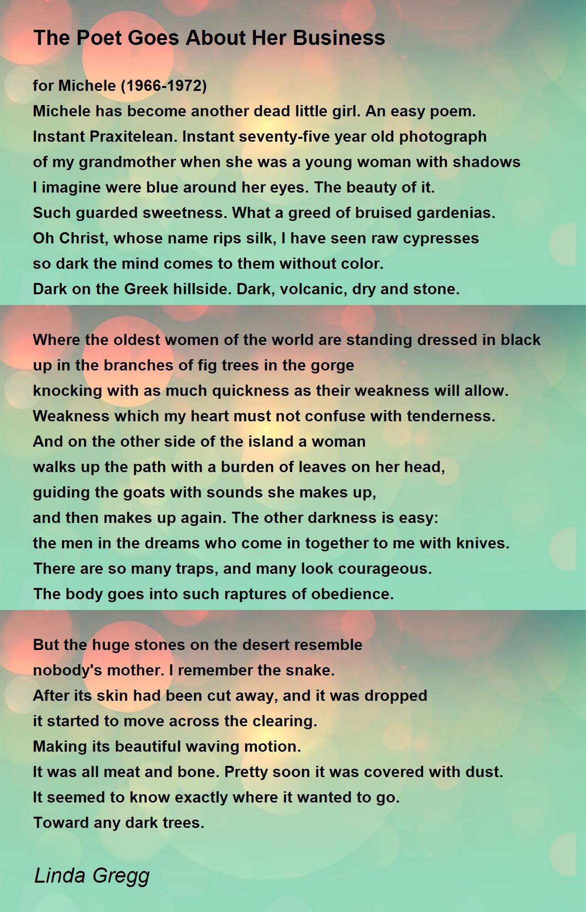 The Poet Goes About Her Business The Poet Goes About Her Business