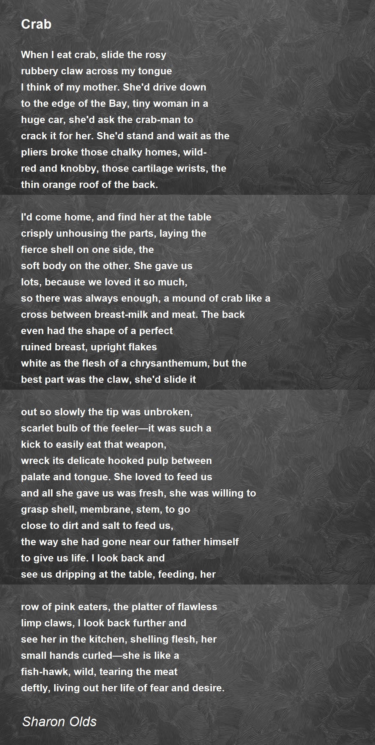 Crab Poem by Sharon Olds Poem Hunter