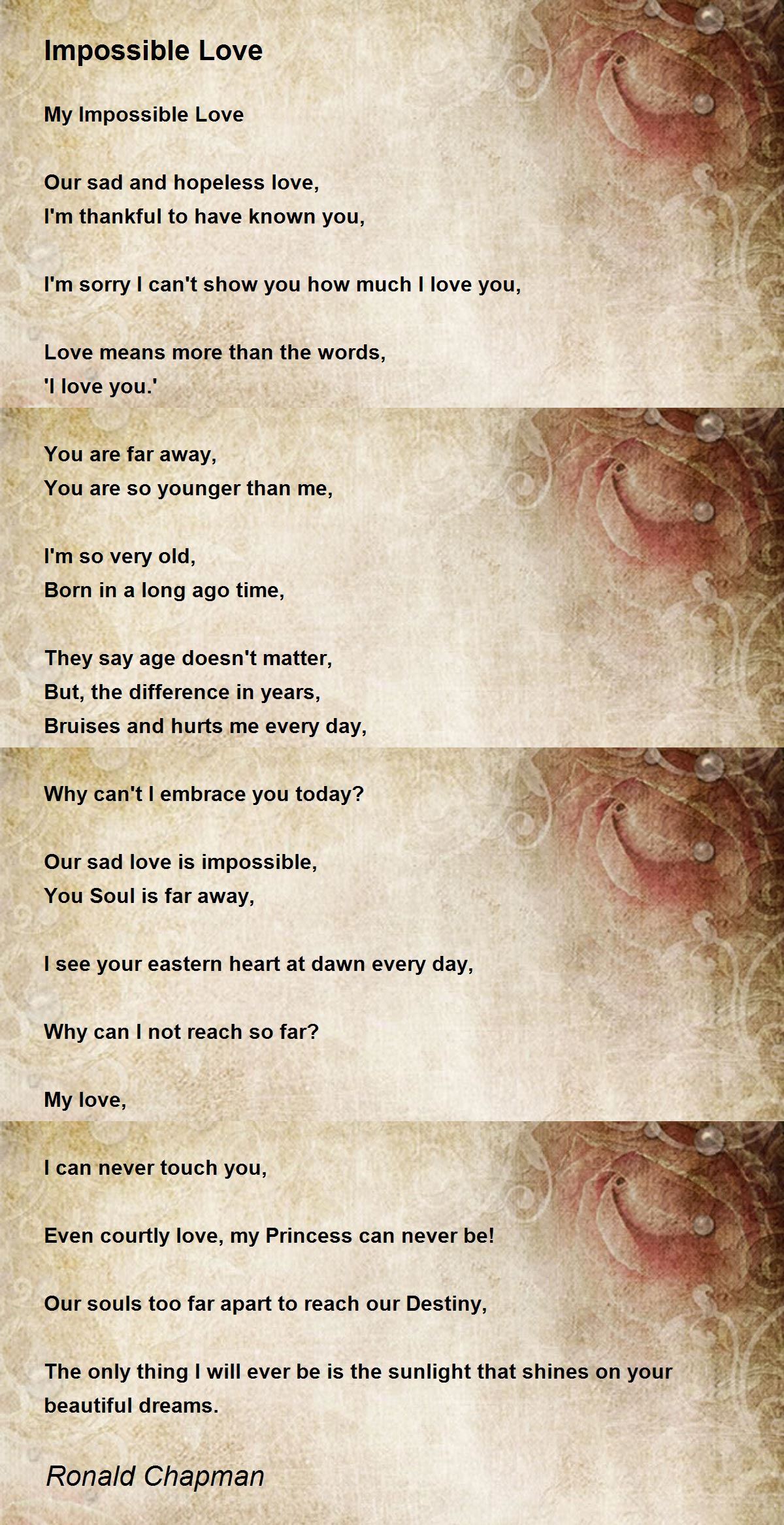 Impossible Love by Ronald Chapman - Impossible Love Poem