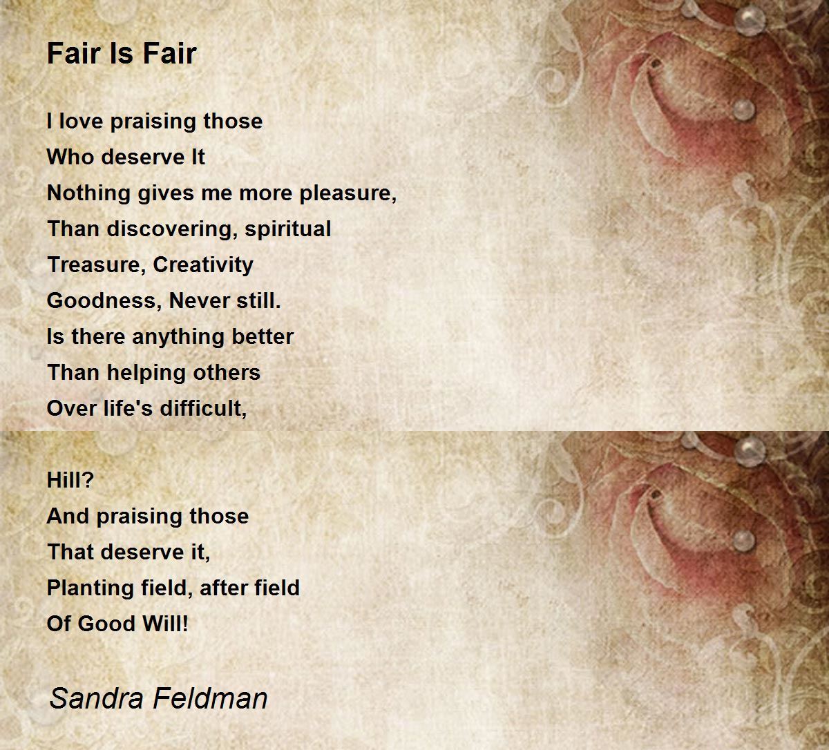Fair Is Fair Poem by Sandra Feldman - Poem Hunter