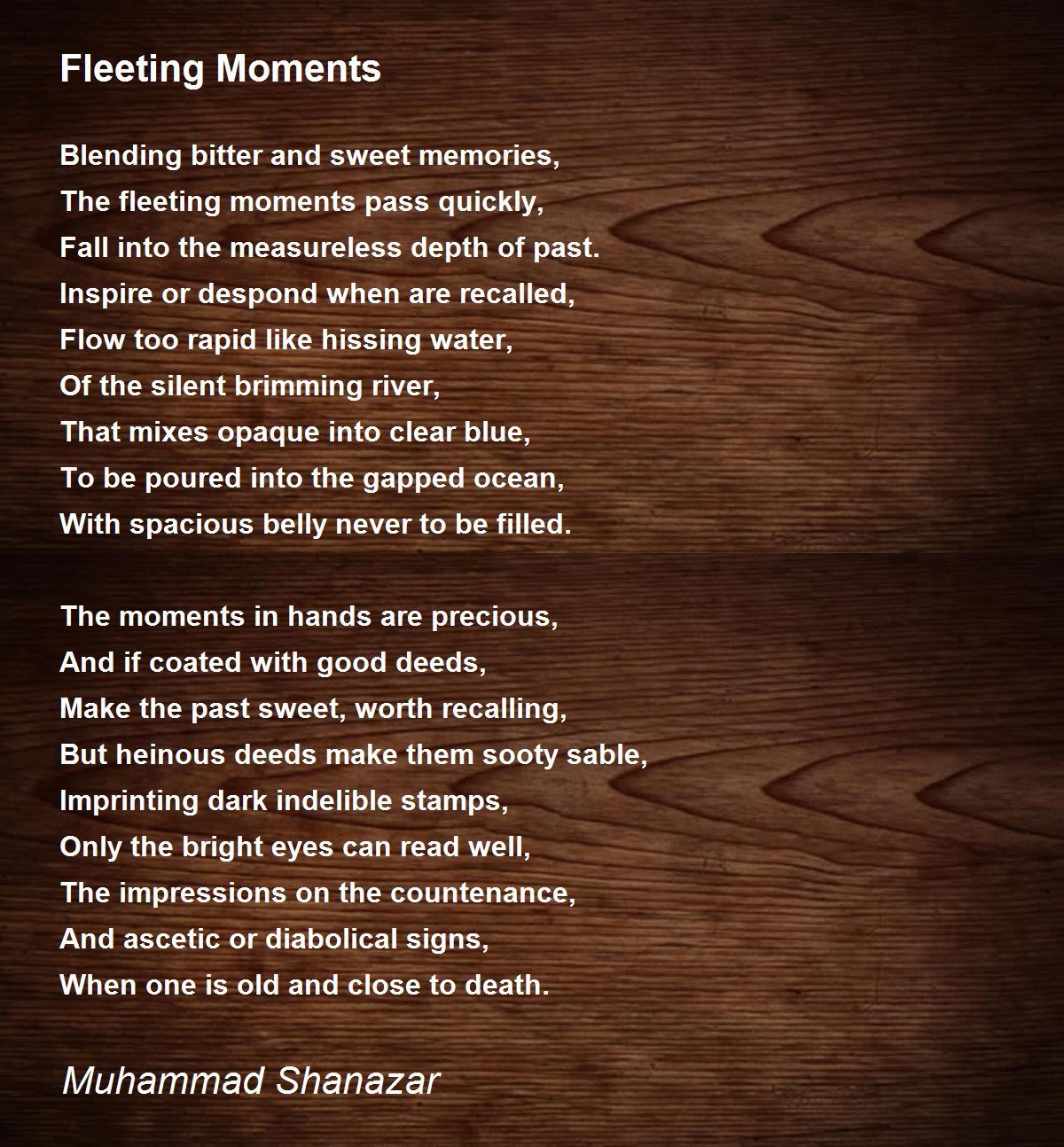Fleeting Moments Fleeting Moments Poem by Muhammad Shanazar