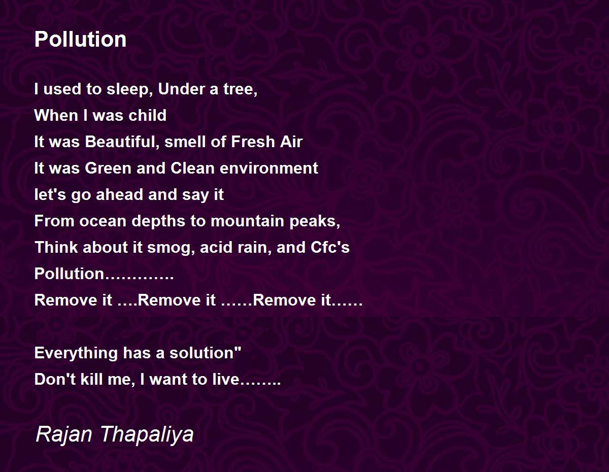 Pollution Pollution Poem by Rajan Thapaliya
