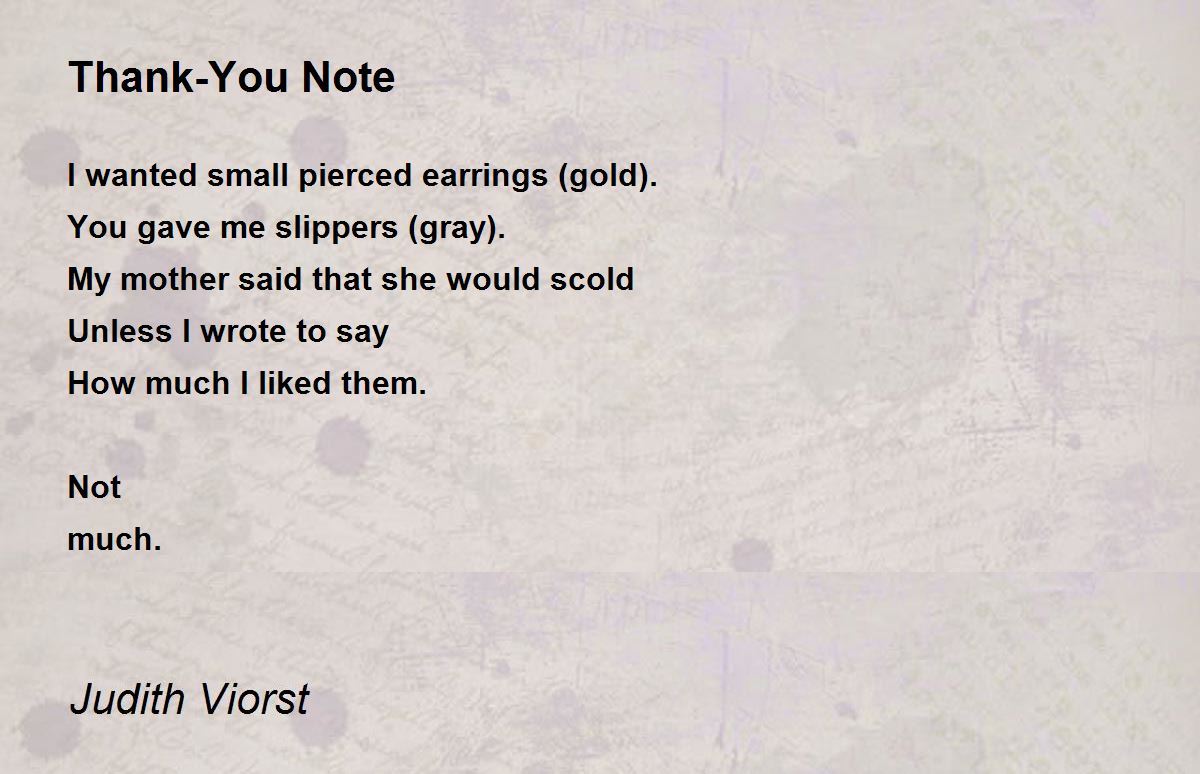 Thank-You Note Poem by Judith Viorst - Poem Hunter