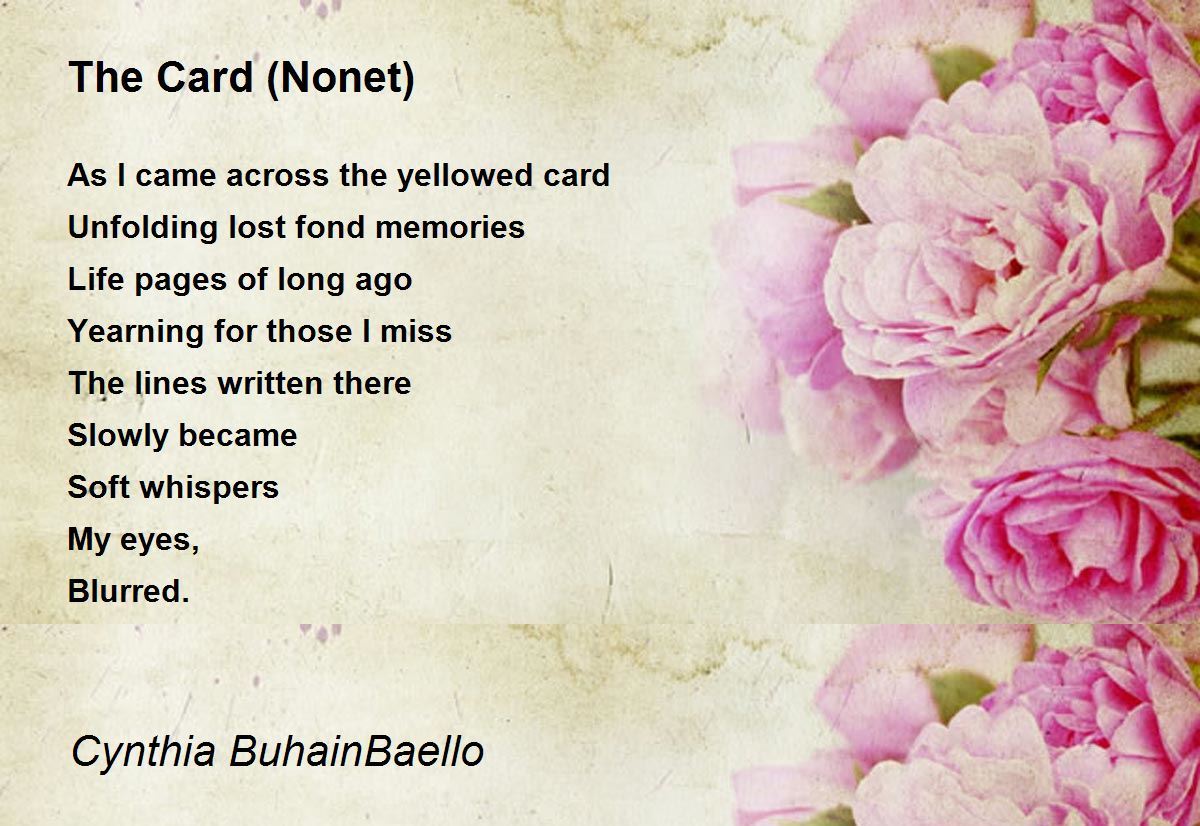 The Card Poem by Cynthia BuhainBaello Poem Hunter